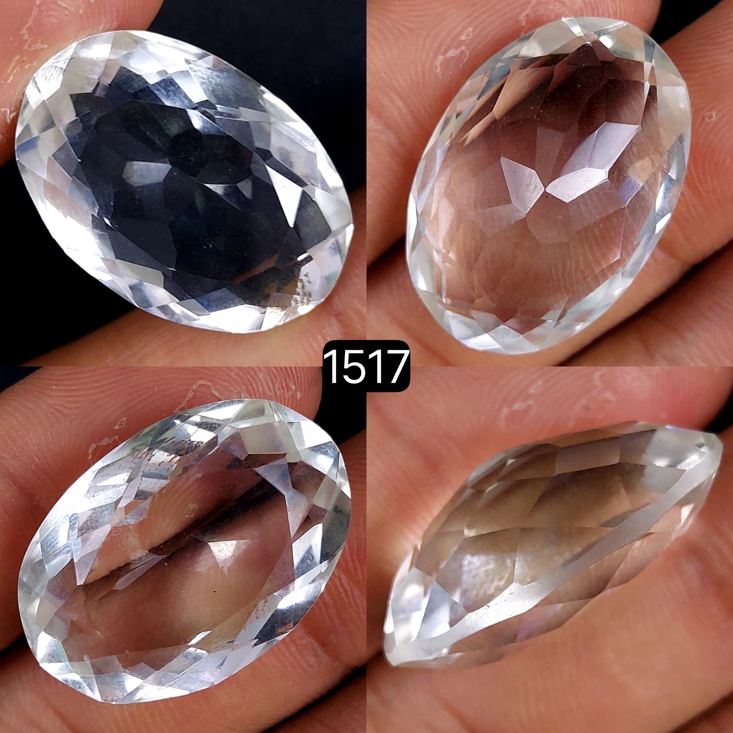1Pc 38Cts Natural Crystal Quartz Faceted Cabochon Gemstone Oval Shape Crystal 28x19mm#1517