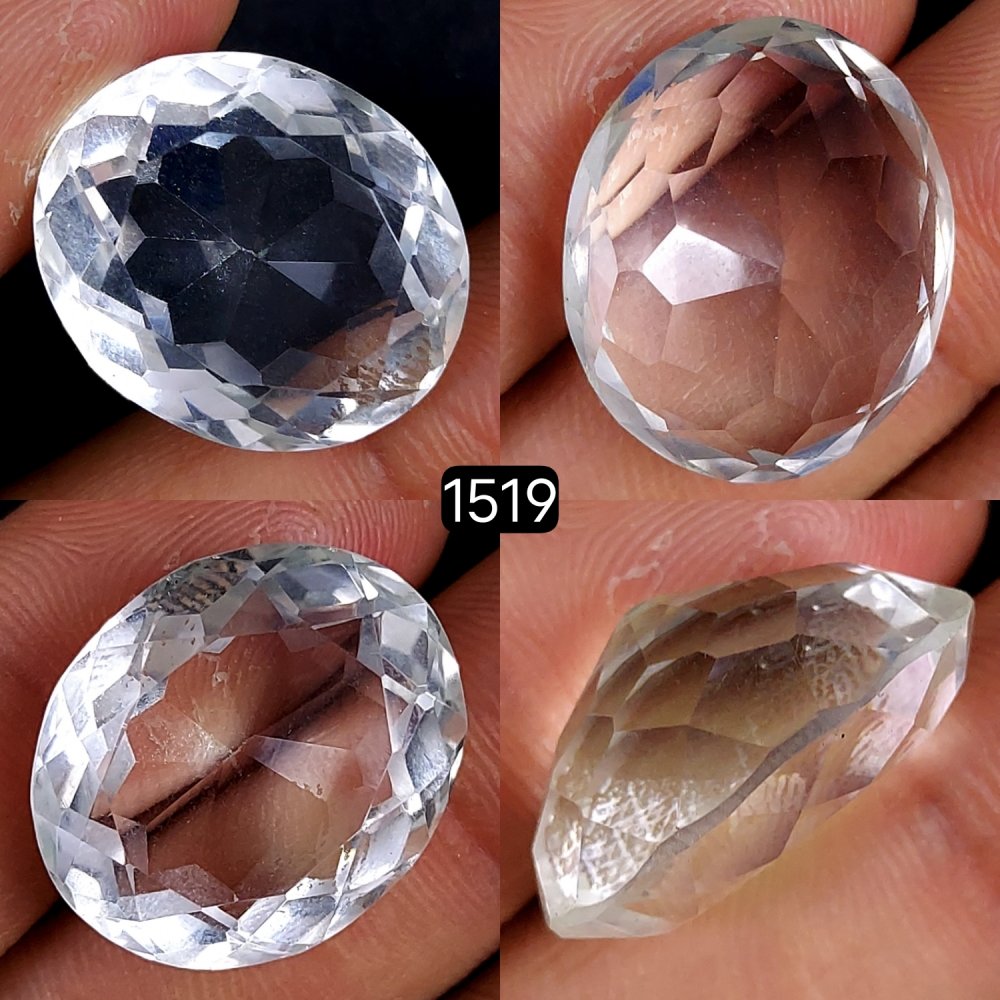 1Pc 30Cts Natural Crystal Quartz Faceted Cabochon Gemstone Oval Shape Crystal 22x18mm#1519