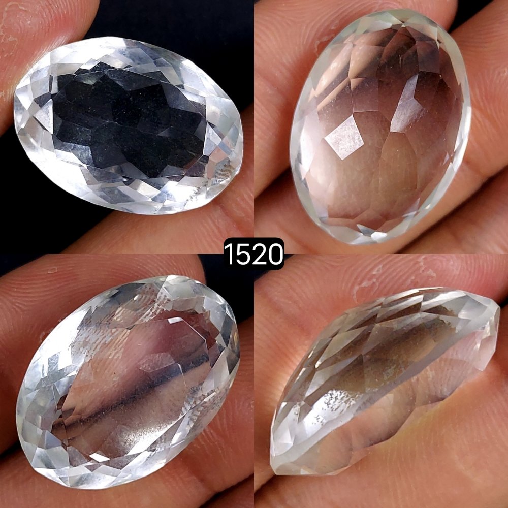 1Pc 37Cts Natural Crystal Quartz Faceted Cabochon Gemstone Oval Shape Crystal 26x18mm#1520