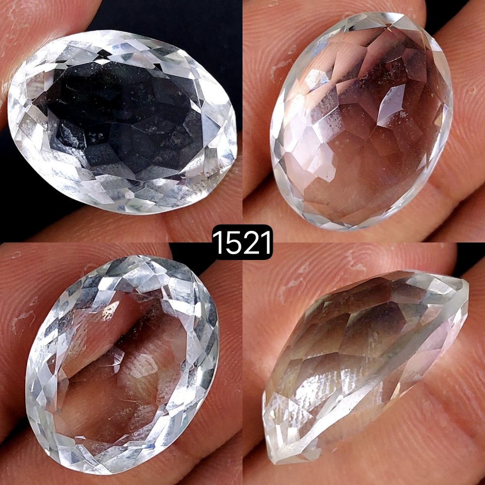 1Pc 29Cts Natural Crystal Quartz Faceted Cabochon Gemstone Oval Shape Crystal 24x18mm#1521