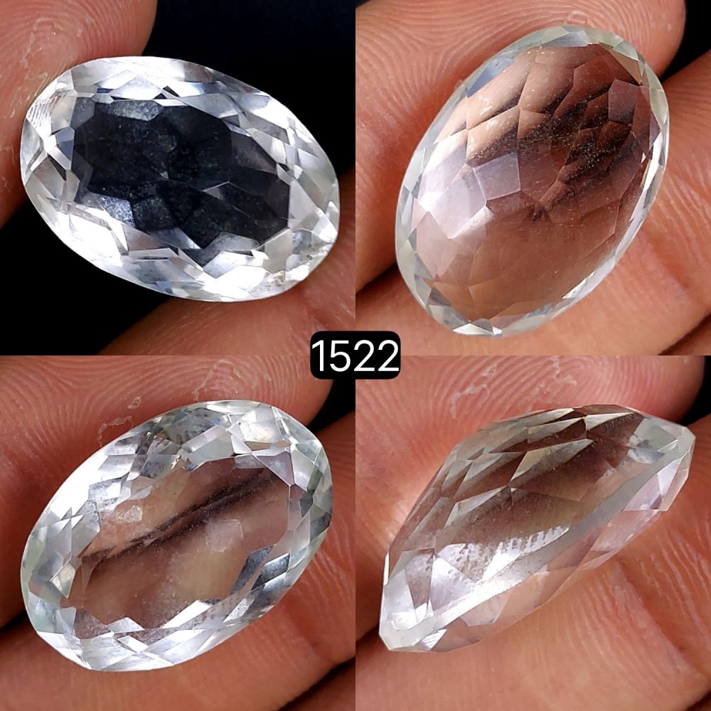 1Pc 25Cts Natural Crystal Quartz Faceted Cabochon Gemstone Oval Shape Crystal 24x16mm#1522