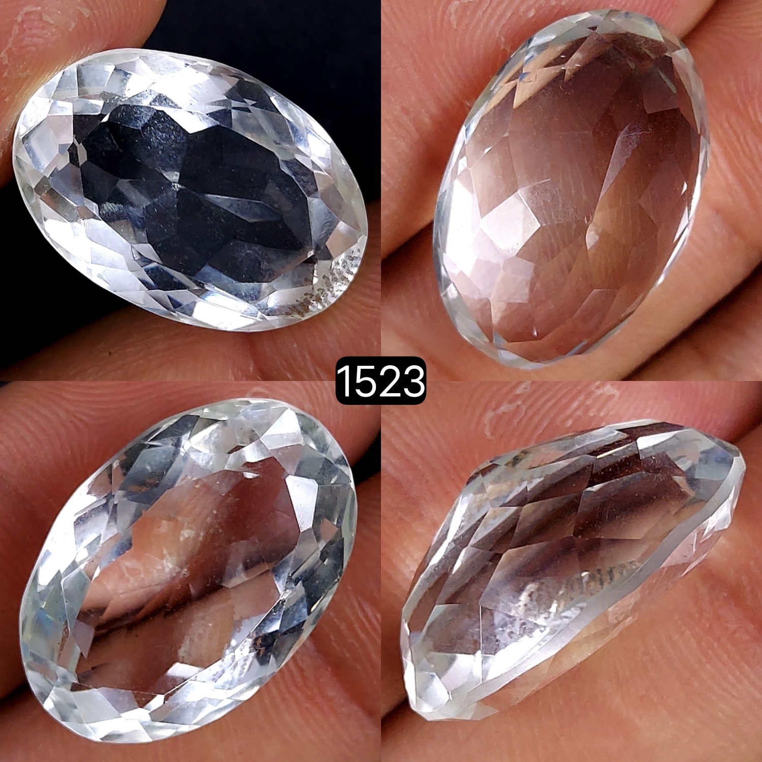 1Pc 28Cts Natural Crystal Quartz Faceted Cabochon Gemstone Oval Shape Crystal 24x18mm#1523