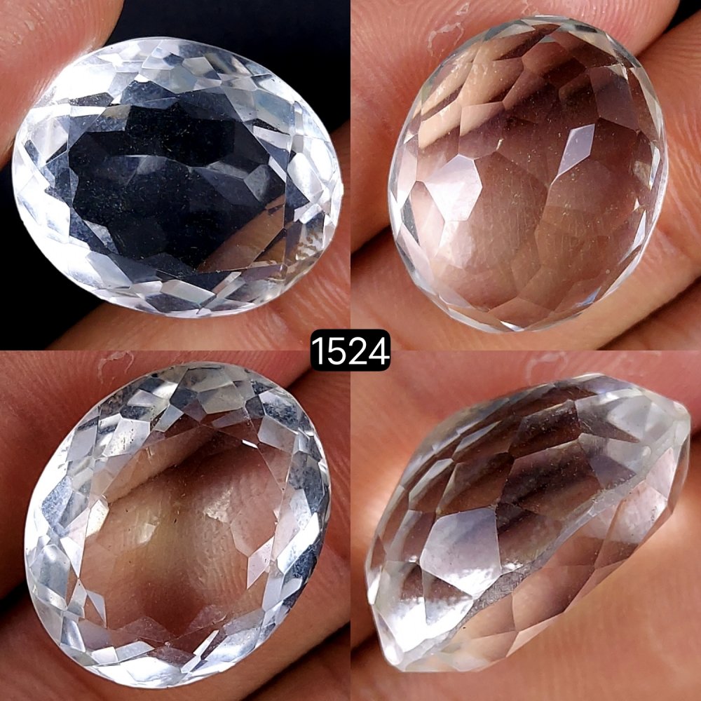 1Pc 35Cts Natural Crystal Quartz Faceted Cabochon Gemstone Oval Shape Crystal 24x19mm#1524