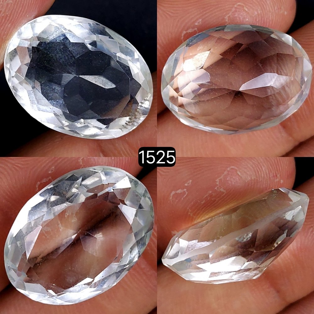 1Pc 27Cts Natural Crystal Quartz Faceted Cabochon Gemstone Oval Shape Crystal 24x17mm#1525