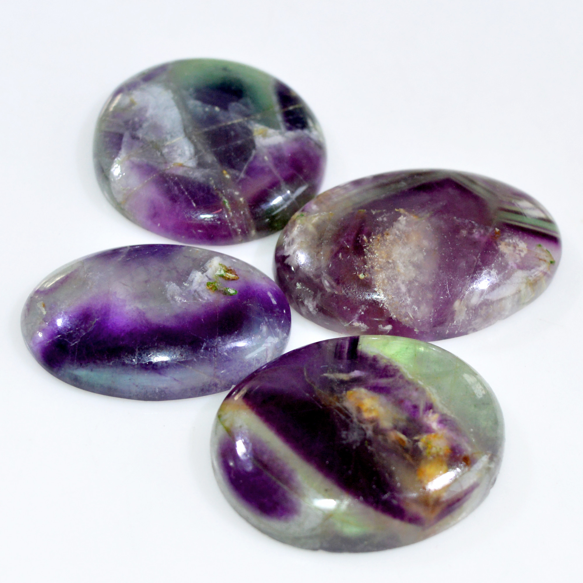 4 Pcs 314 Cts Natural Fluorite Cabochon Loose Gemstone Lot Multi colored Crystal Rainbow Gemstone for Jewelry Making 31x31 32x20mm 15253