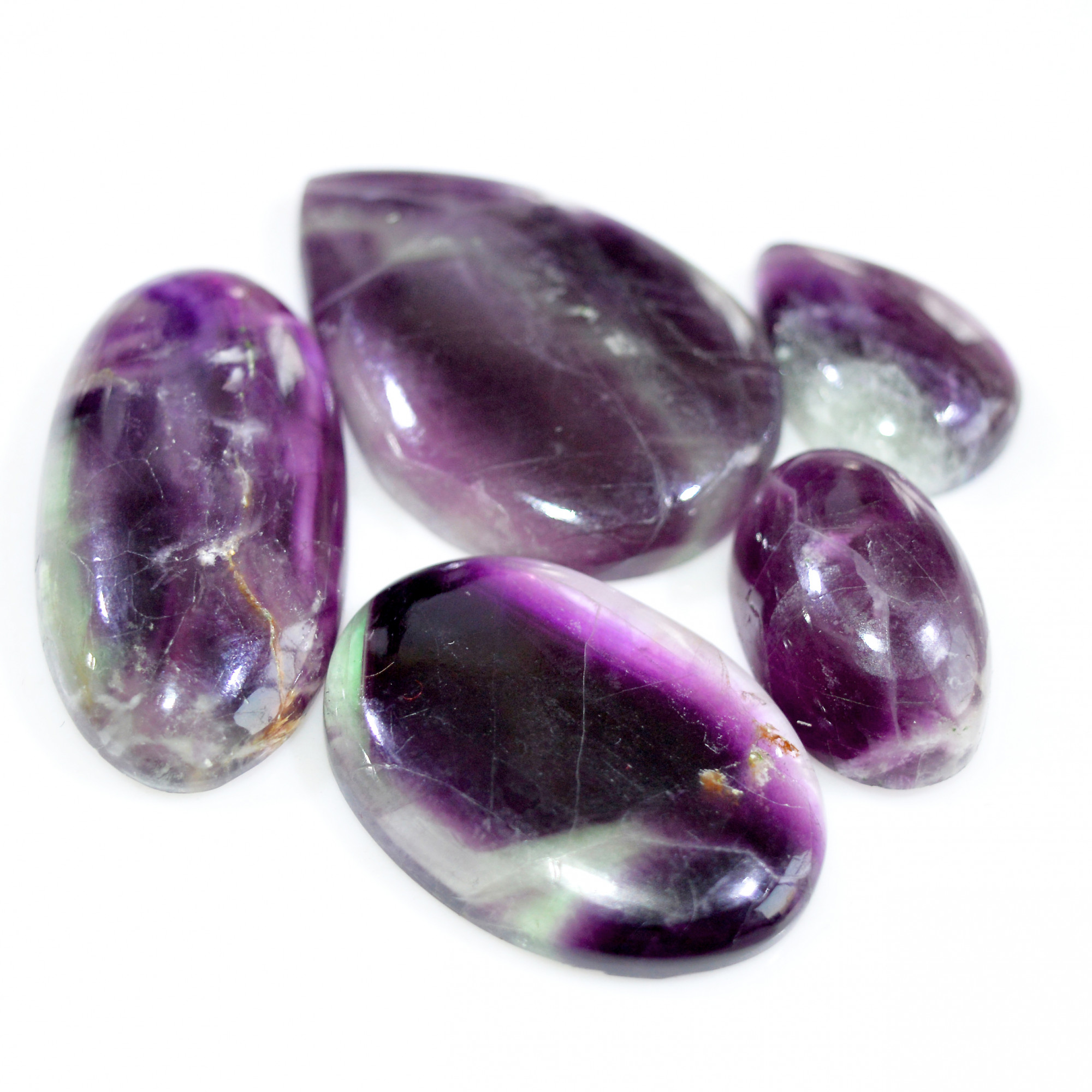 5 Pcs 222 Cts Natural Fluorite Cabochon Loose Gemstone Lot Multi colored Crystal Rainbow Gemstone for Jewelry Making 36x25 20x12mm 15257