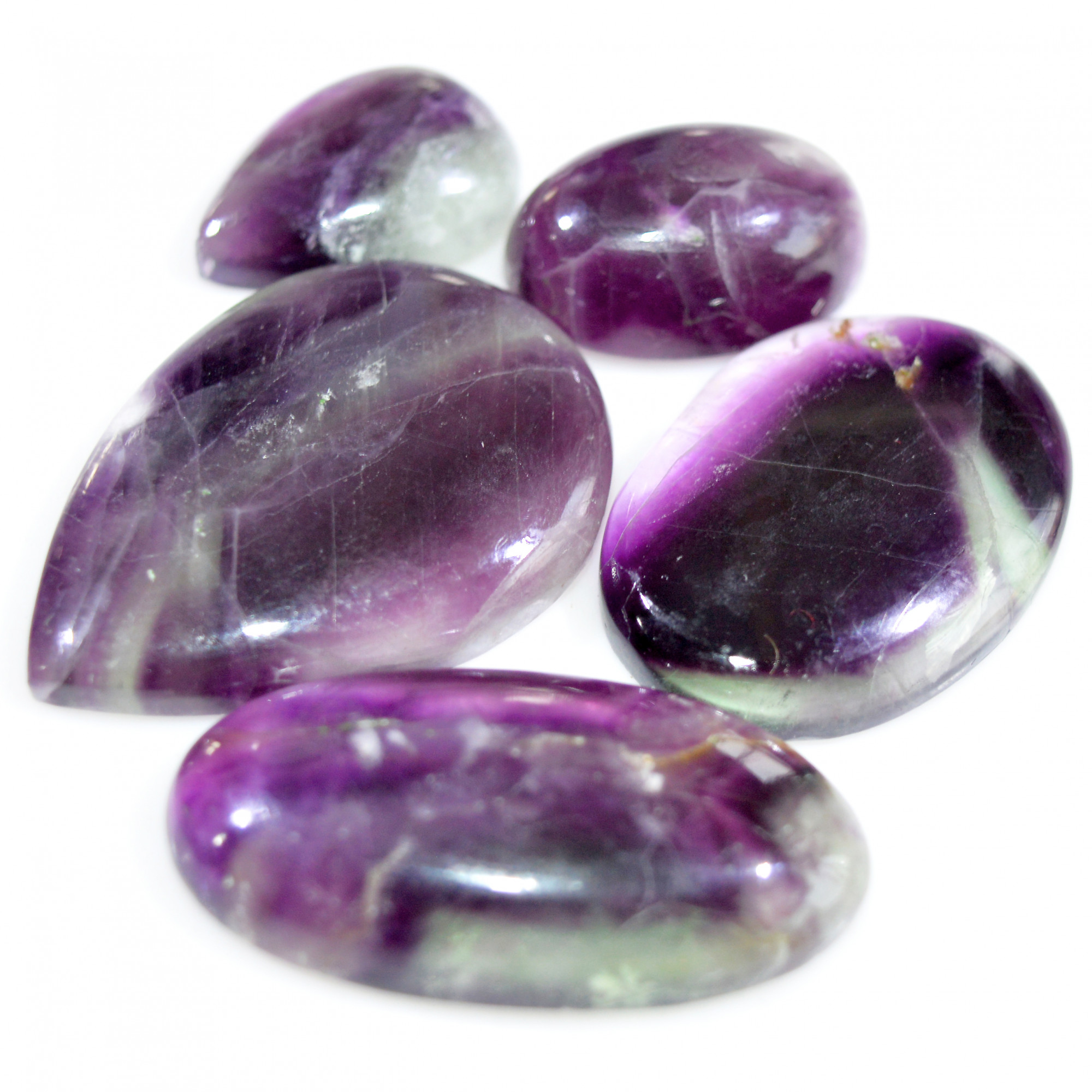 5 Pcs 222 Cts Natural Fluorite Cabochon Loose Gemstone Lot Multi colored Crystal Rainbow Gemstone for Jewelry Making 36x25 20x12mm 15257