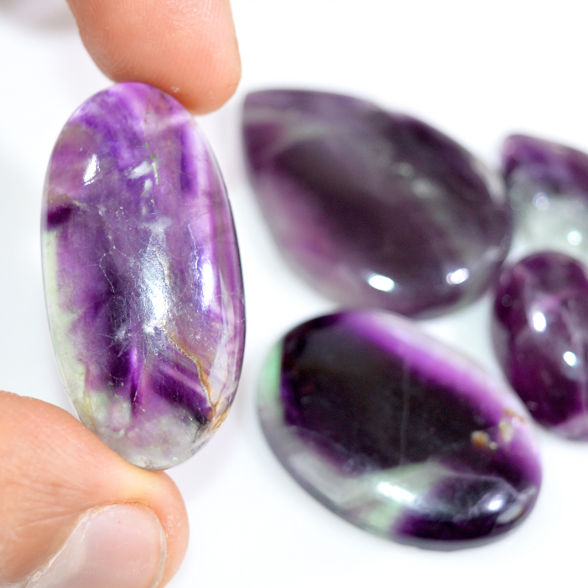 5 Pcs 222 Cts Natural Fluorite Cabochon Loose Gemstone Lot Multi colored Crystal Rainbow Gemstone for Jewelry Making 36x25 20x12mm 15257