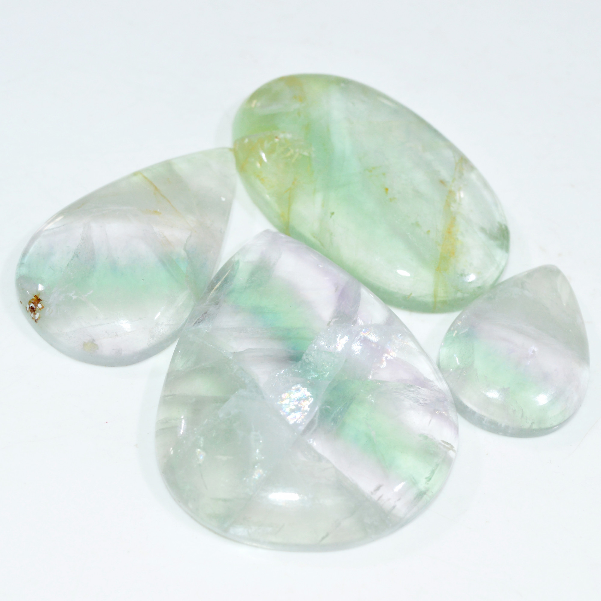 4 Pcs 384 Cts Natural Fluorite Cabochon Loose Gemstone Lot Multi colored Crystal Rainbow Gemstone for Jewelry Making 47x38 25x20mm 15264