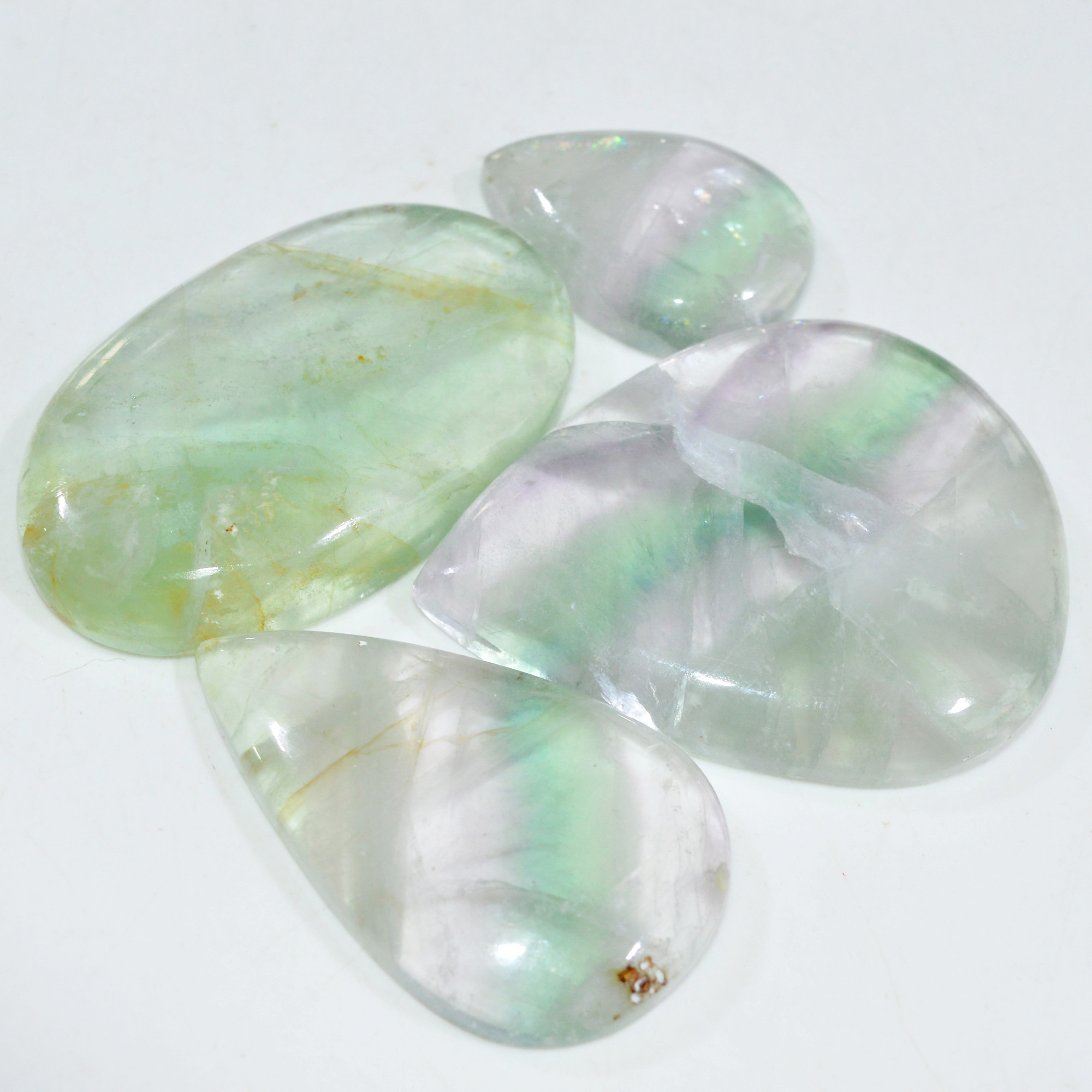 4 Pcs 384 Cts Natural Fluorite Cabochon Loose Gemstone Lot Multi colored Crystal Rainbow Gemstone for Jewelry Making 47x38 25x20mm 15264