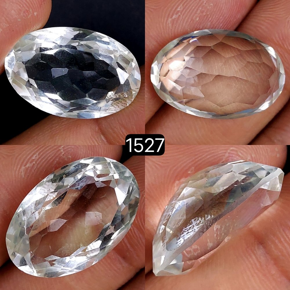 1Pc 23Cts Natural Crystal Quartz Faceted Cabochon Gemstone Oval Shape Crystal 24x15mm#1527