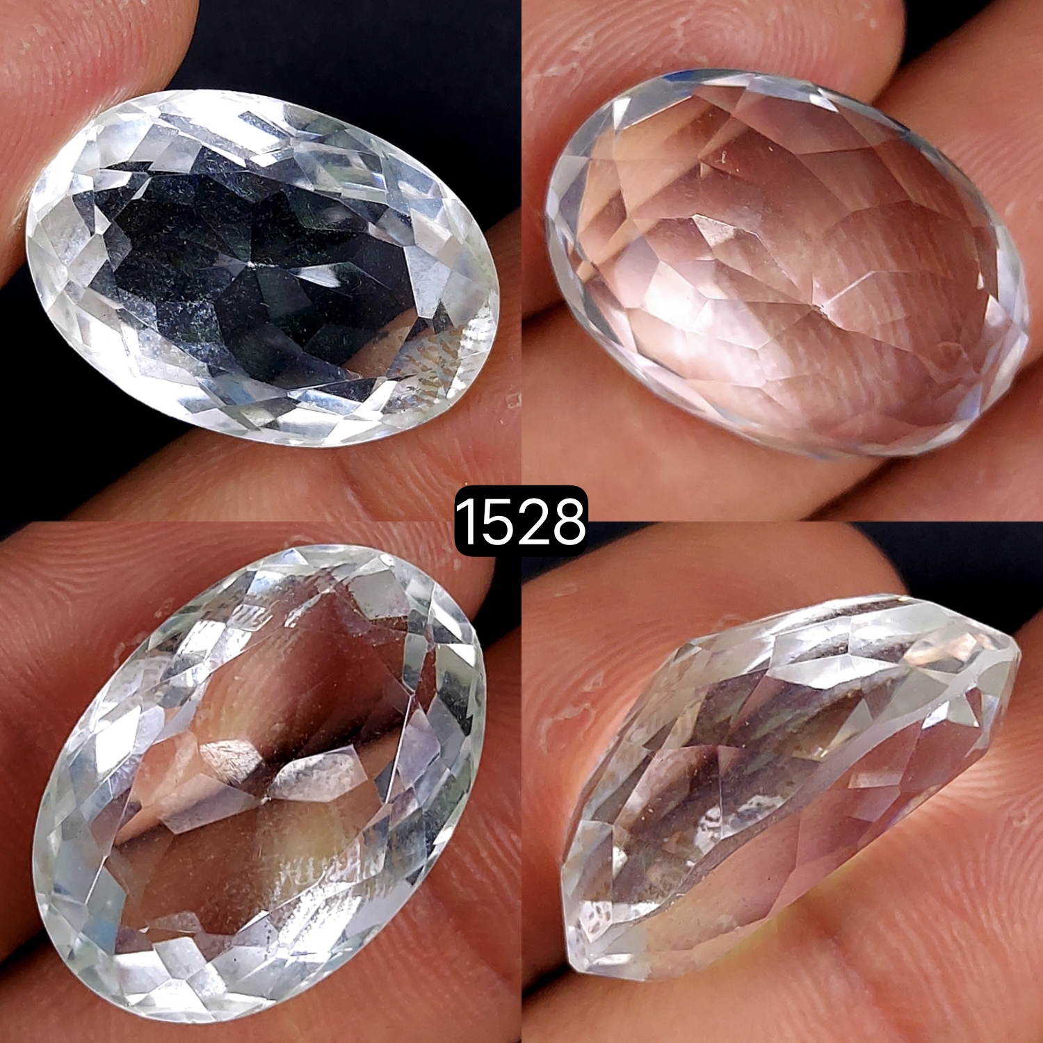 1Pc 29Cts Natural Crystal Quartz Faceted Cabochon Gemstone Oval Shape Crystal 24x16mm#1528