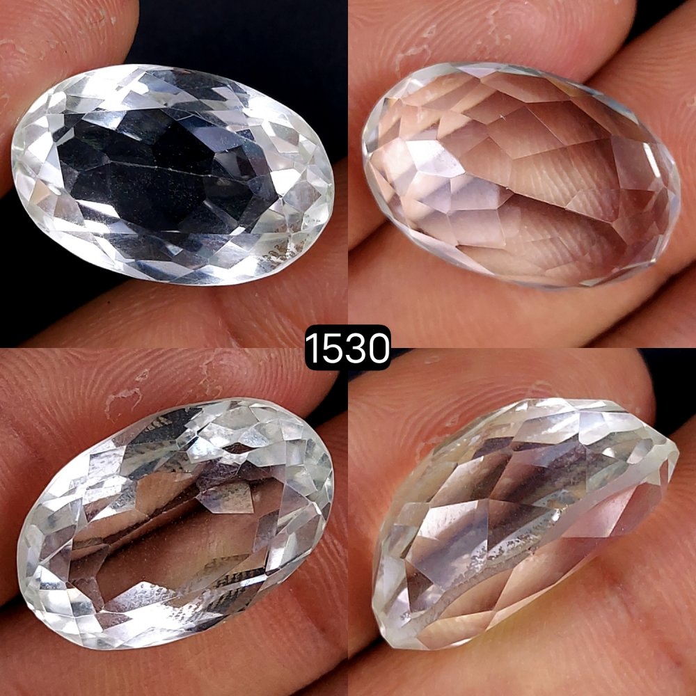 1Pc 27Cts Natural Crystal Quartz Faceted Cabochon Gemstone Oval Shape Crystal 24x15mm#1530