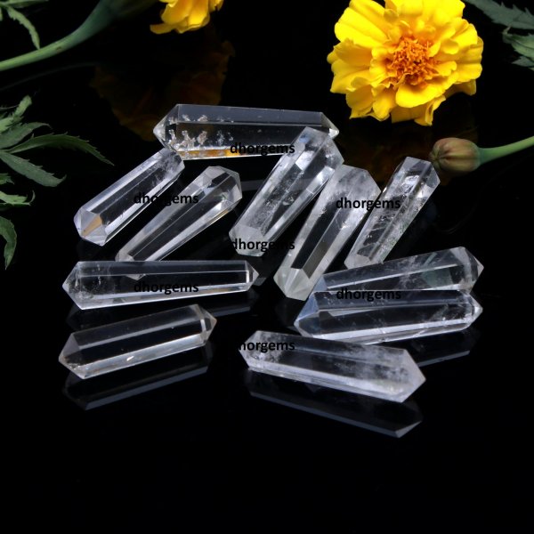 11 Pcs 310CTS Crystal Quartz Double Point Pencil Tower Gemstone Lot Size 34x8 40x11 mm