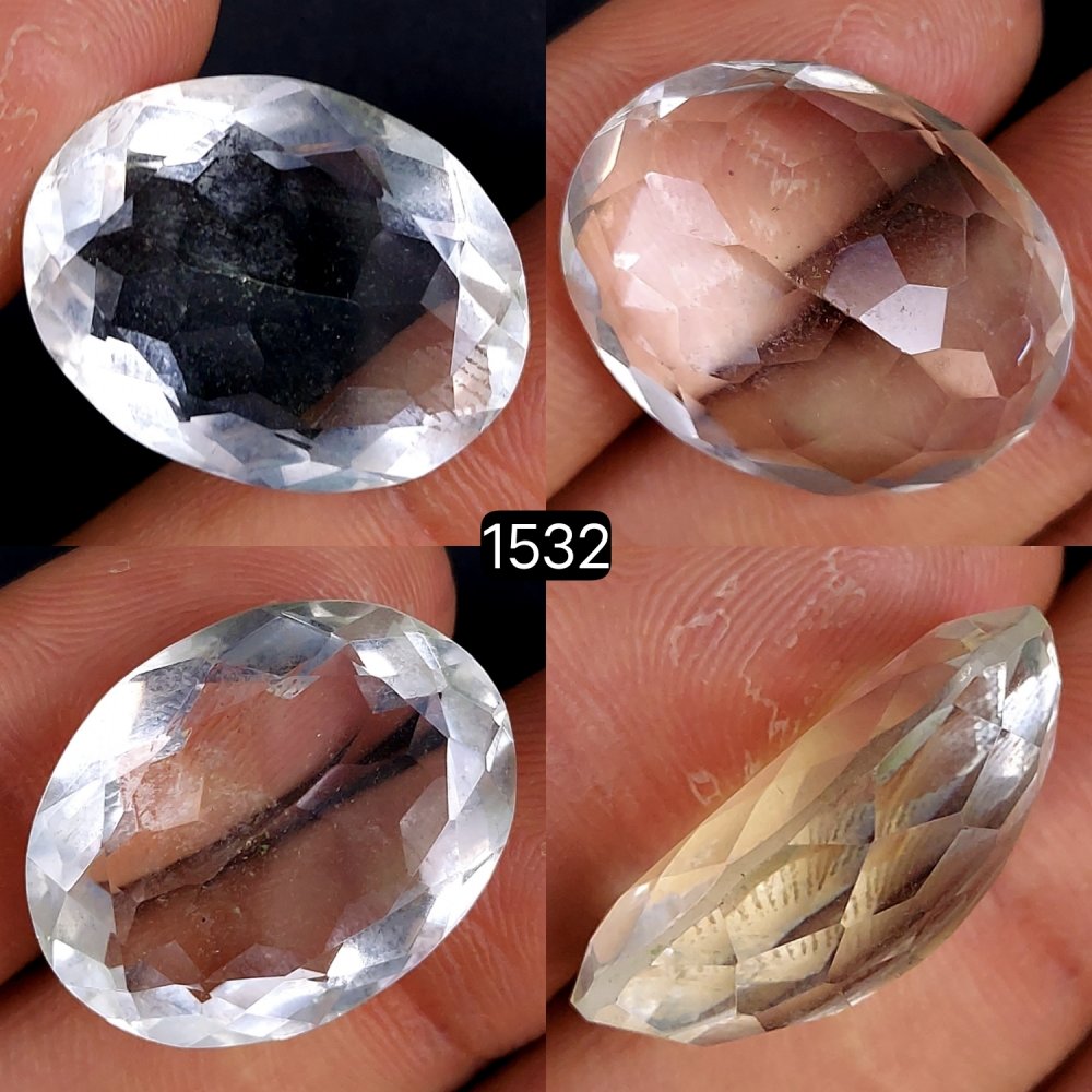 1Pc 30Cts Natural Crystal Quartz Faceted Cabochon Gemstone Oval Shape Crystal 25x20mm#1532