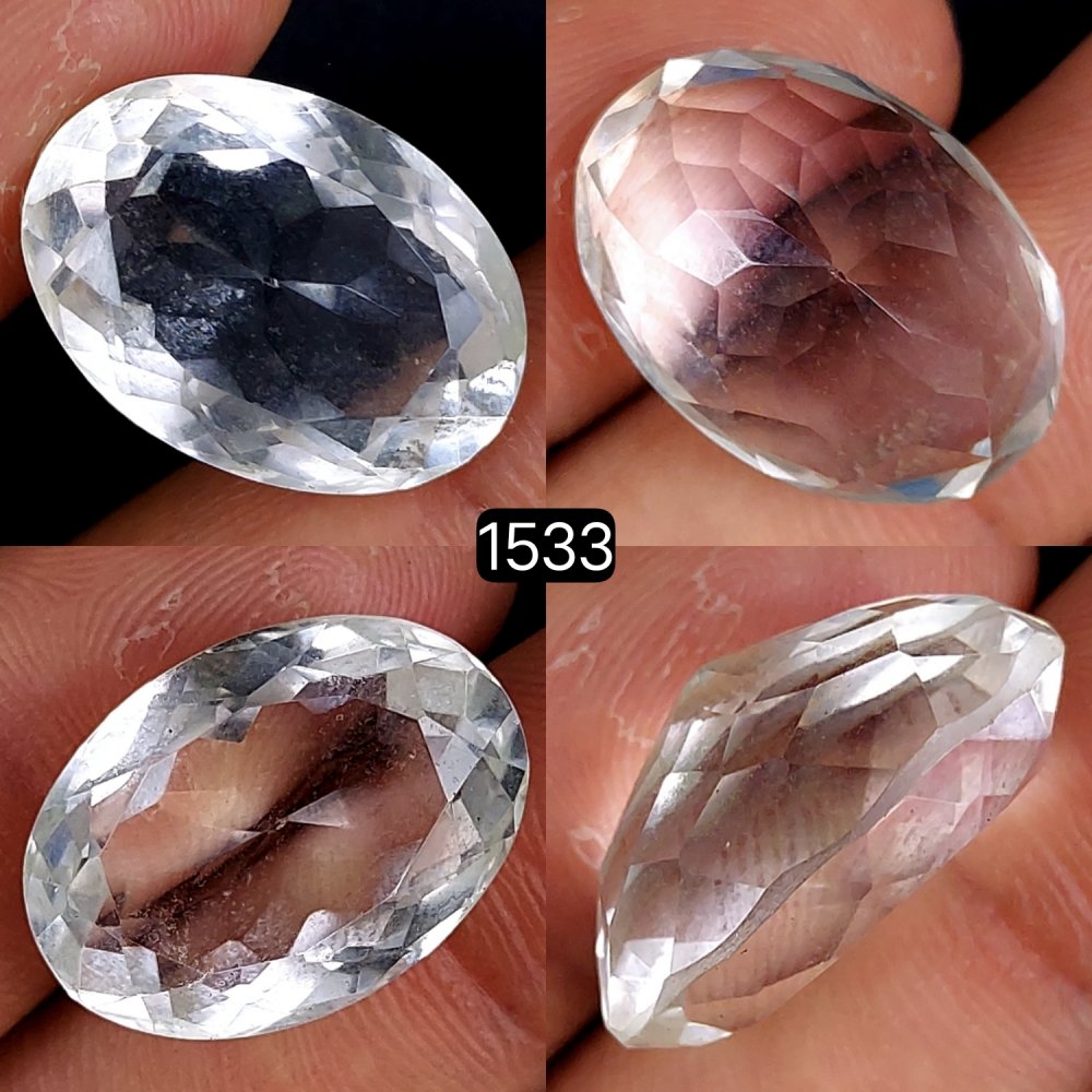 1Pc 22Cts Natural Crystal Quartz Faceted Cabochon Gemstone Oval Shape Crystal 22x16mm#1533