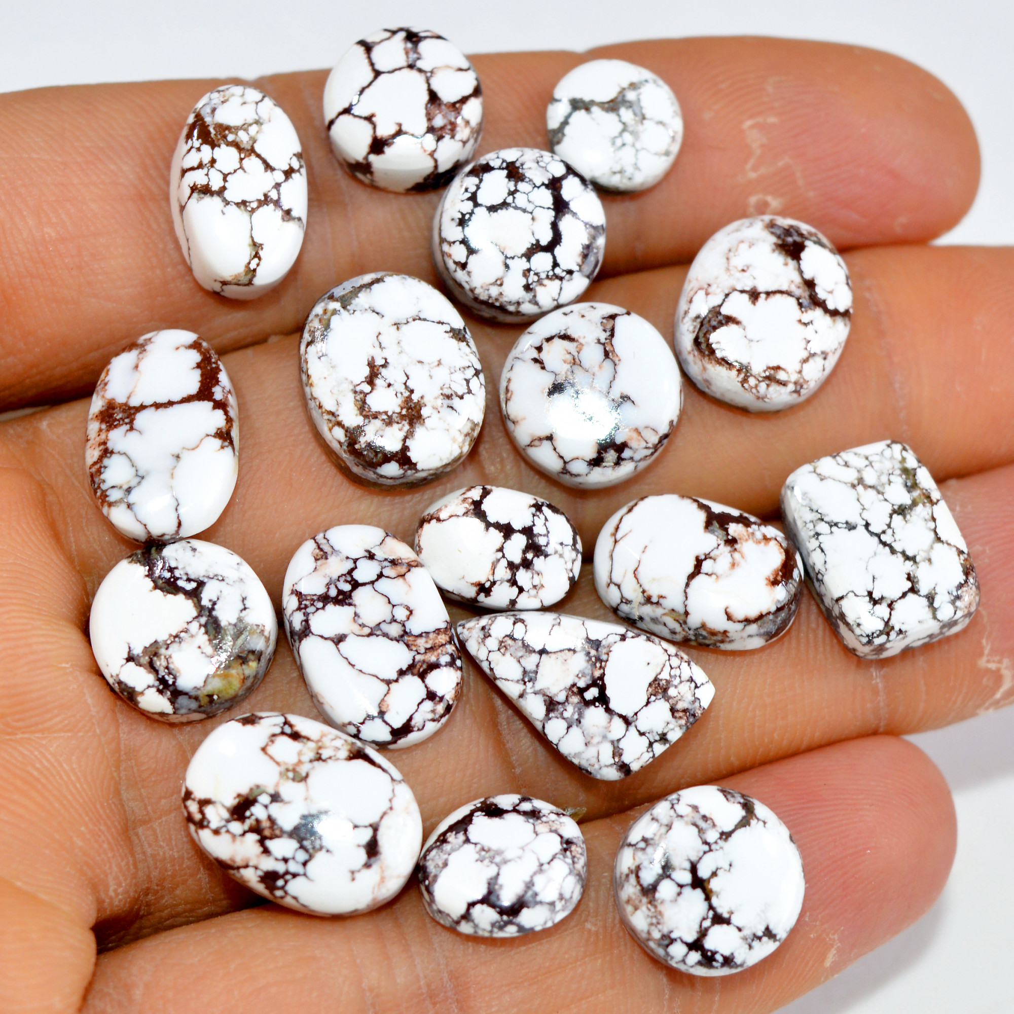 17Pcs 100Cts Natural Wild Horse Jasper Cabochon Gemstone Lot Mixed Shapes For Pendants Handmade Jewelry Supplies 14x10 7x7mm 15347