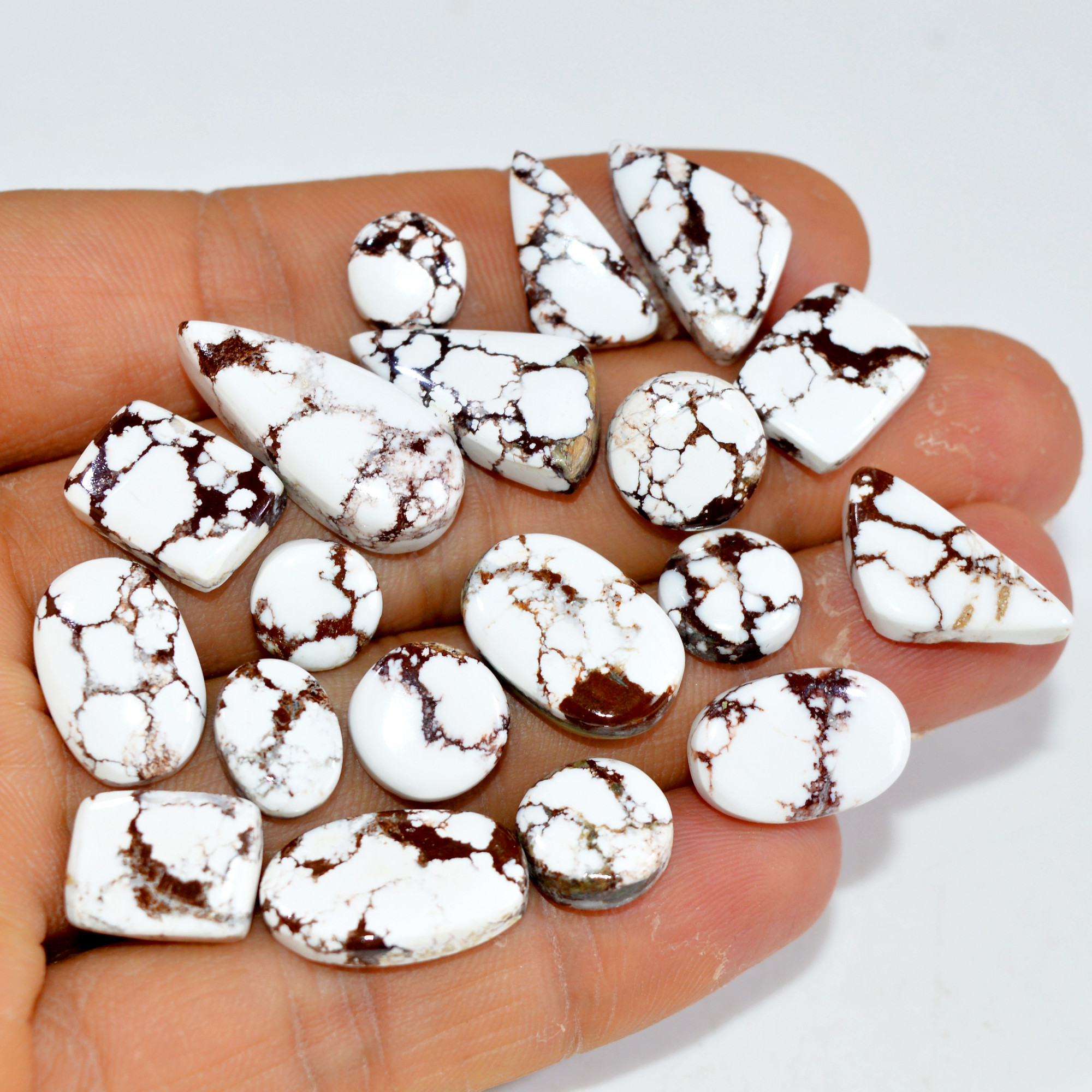 19Pcs 115Cts Natural Wild Horse Jasper Cabochon Gemstone Lot Mixed Shapes For Pendants Handmade Jewelry Supplies 22x9 7x7mm 15348