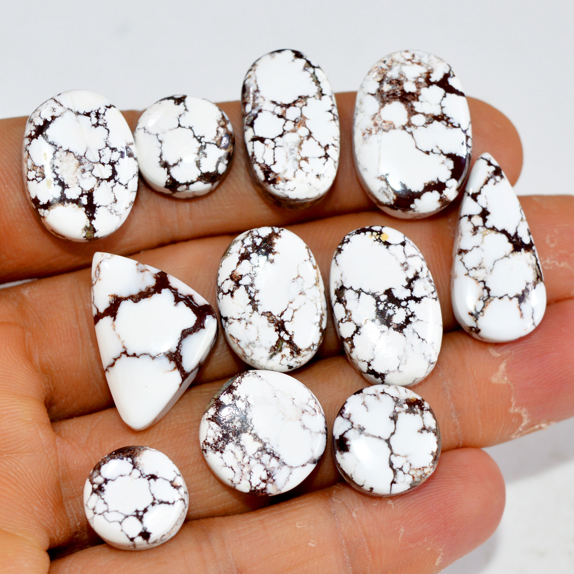 11Pcs 148Cts Natural Wild Horse Jasper Cabochon Gemstone Lot Mixed Shapes For Pendants Handmade Jewelry Supplies 20x12 10x10mm 15349