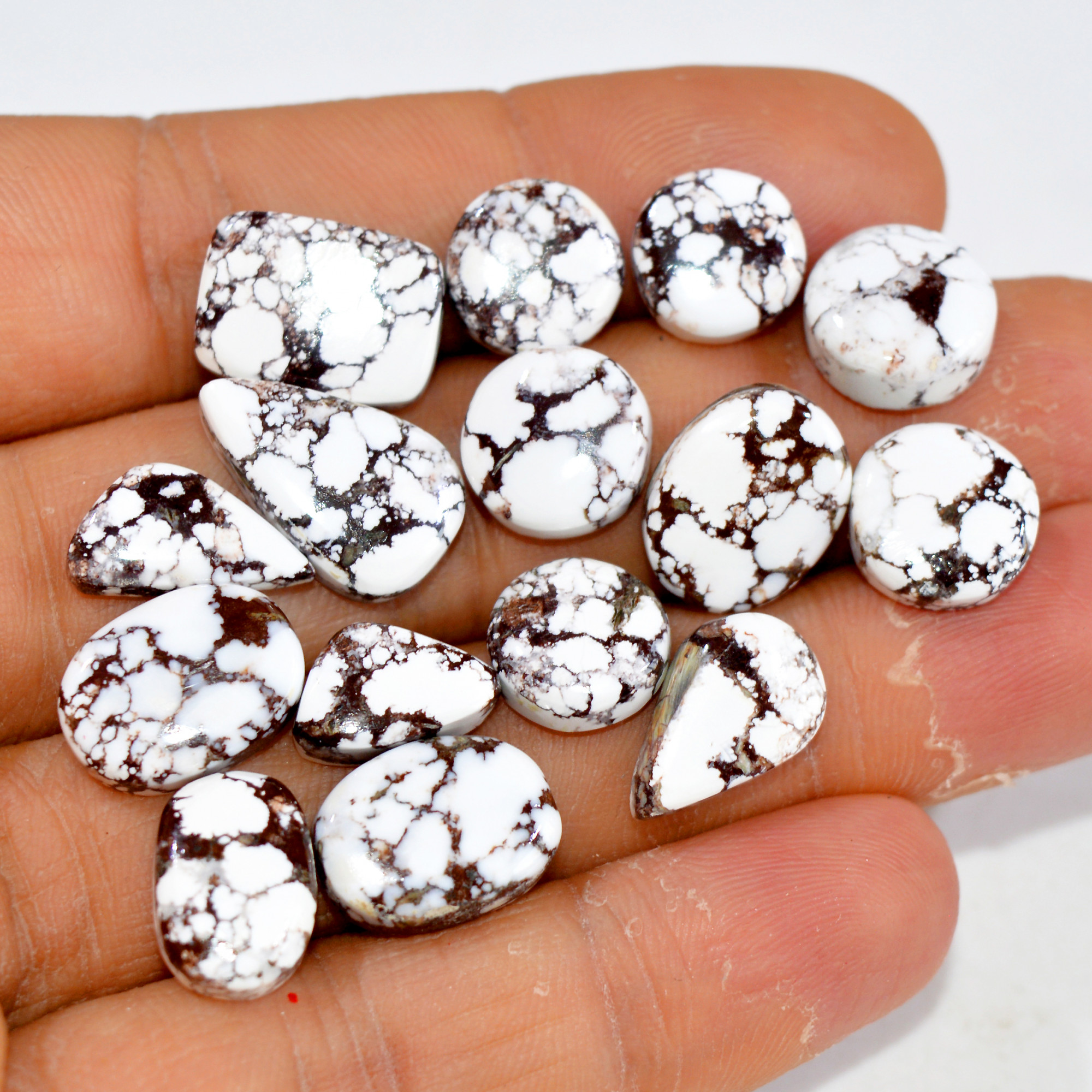 15Pcs 83Cts Natural Wild Horse Jasper Cabochon Gemstone Lot Mixed Shapes For Pendants Handmade Jewelry Supplies 15x9 9x9mm 15351