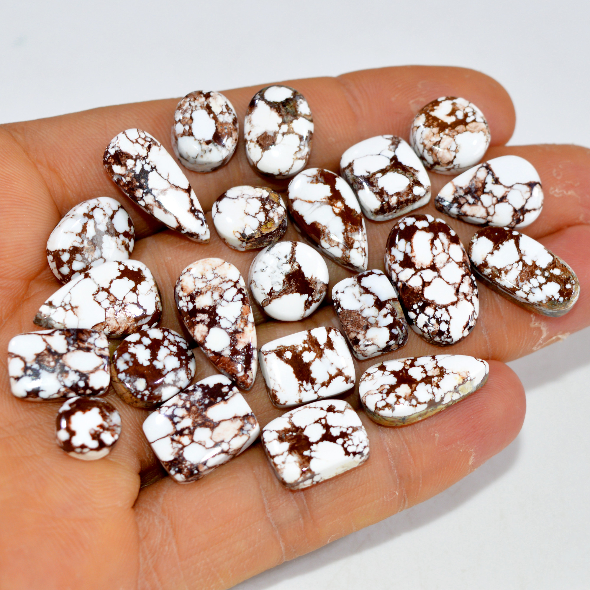 22Pcs 151Cts Natural Wild Horse Jasper Cabochon Gemstone Lot Mixed Shapes For Pendants Handmade Jewelry Supplies 20x10 9x9mm 15352