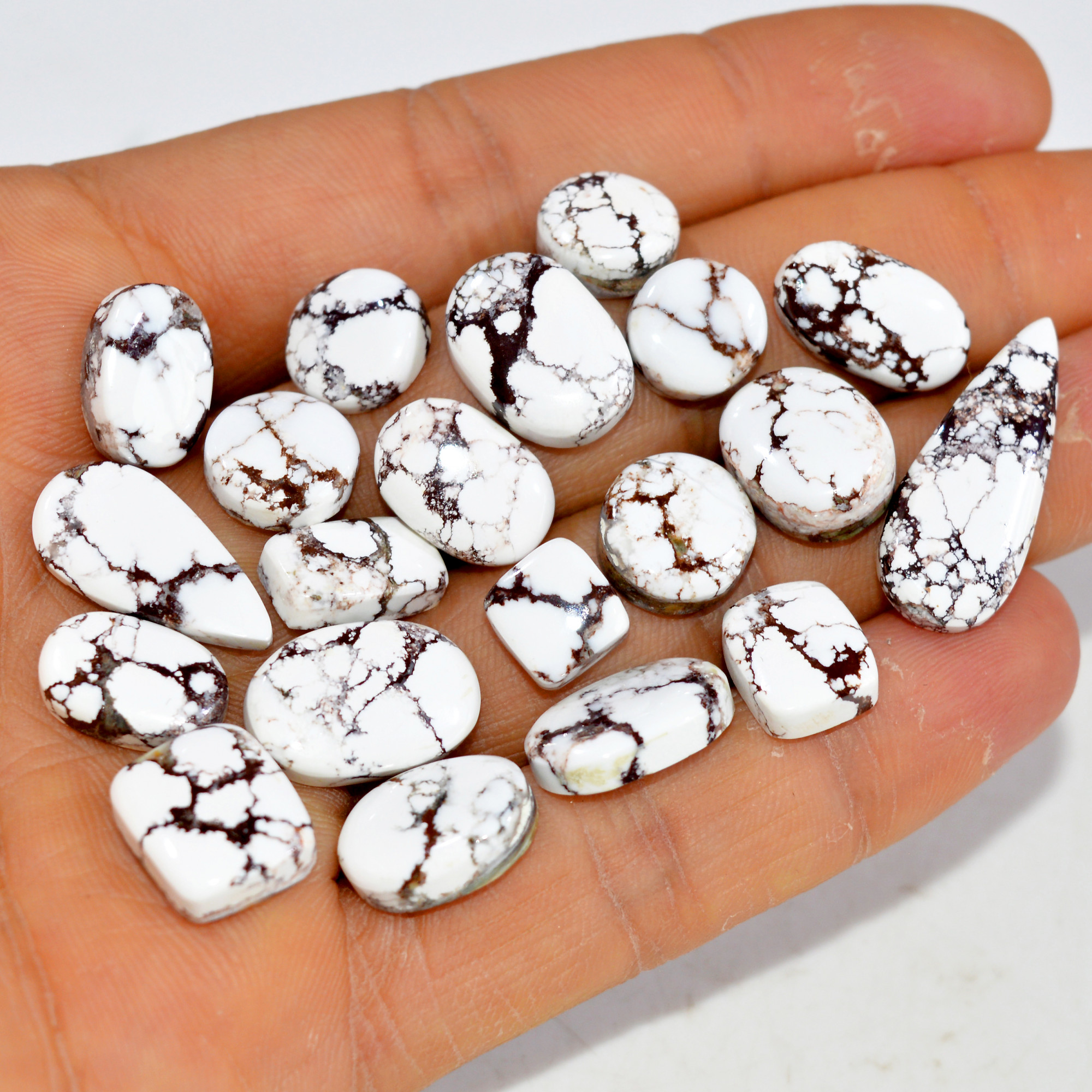 20Pcs 128Cts Natural Wild Horse Jasper Cabochon Gemstone Lot Mixed Shapes For Pendants Handmade Jewelry Supplies 25x9 6x6mm 15353