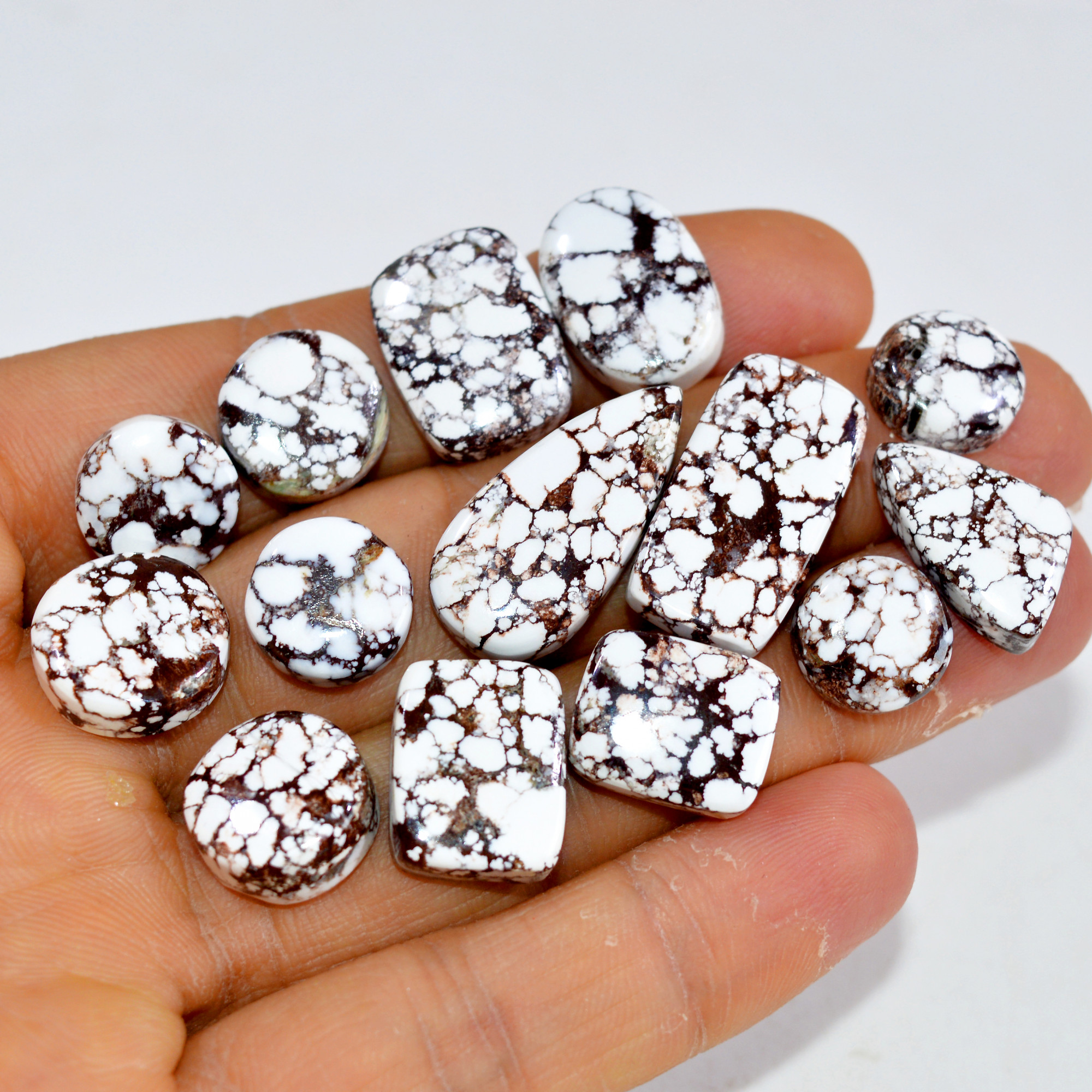 14Pcs 151Cts Natural Wild Horse Jasper Cabochon Gemstone Lot Mixed Shapes For Pendants Handmade Jewelry Supplies 25x10 10x10mm 15354