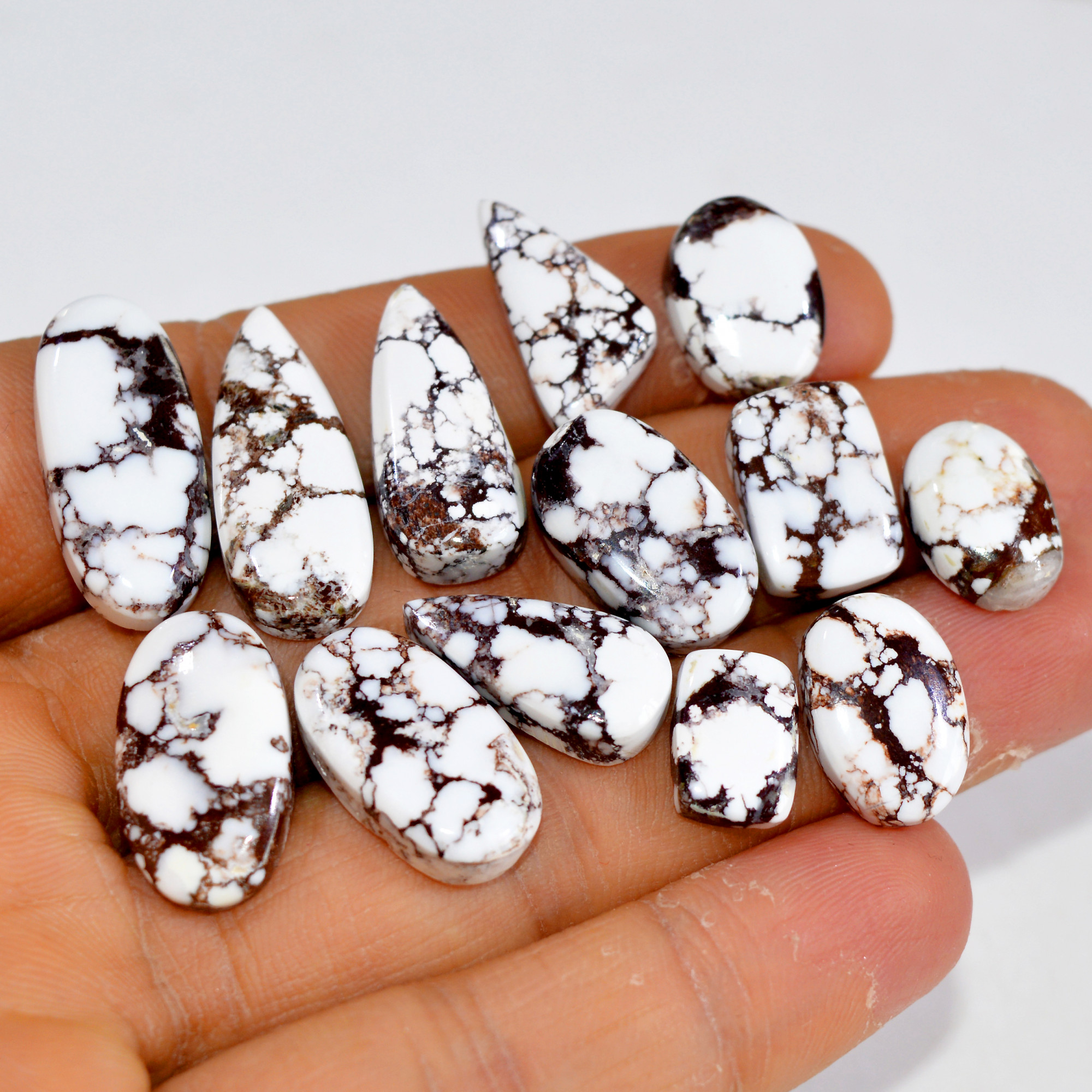 13Pcs 121Cts Natural Wild Horse Jasper Cabochon Gemstone Lot Mixed Shapes For Pendants Handmade Jewelry Supplies 25x9 10x6mm R-15355