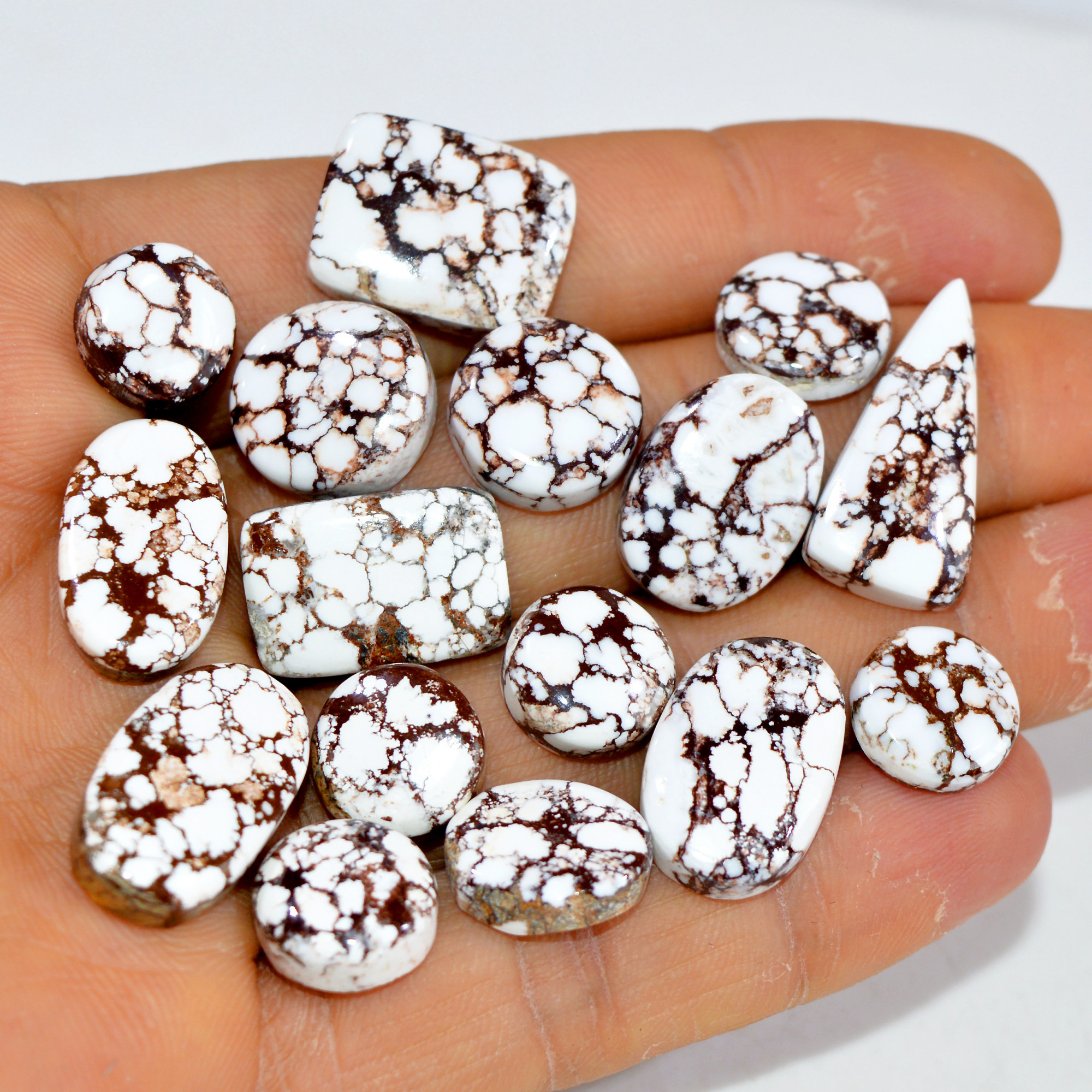 16Pcs 156Cts Natural Wild Horse Jasper Cabochon Gemstone Lot Mixed Shapes For Pendants Handmade Jewelry Supplies 24x10 10x10 mm 15356