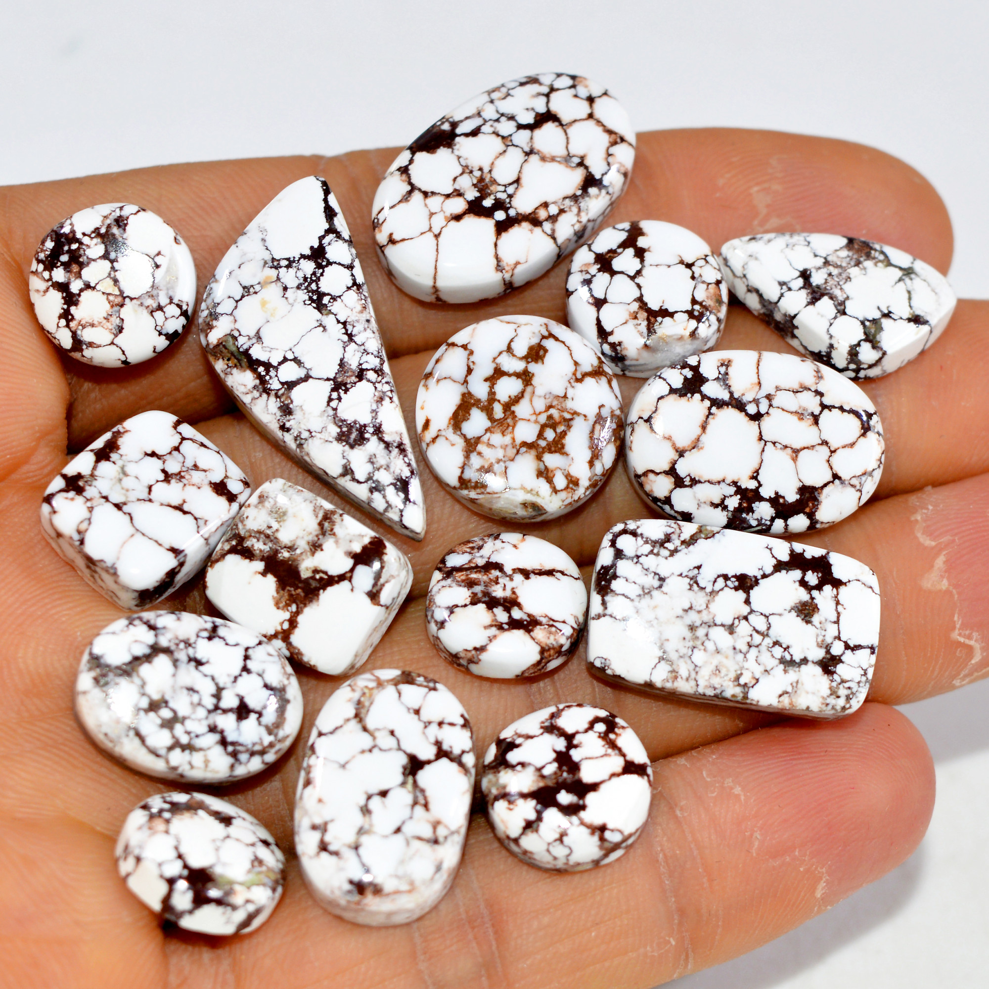 15Pcs 167Cts Natural Wild Horse Jasper Cabochon Gemstone Lot Mixed Shapes For Pendants Handmade Jewelry Supplies 30x11 10x10mm 15357