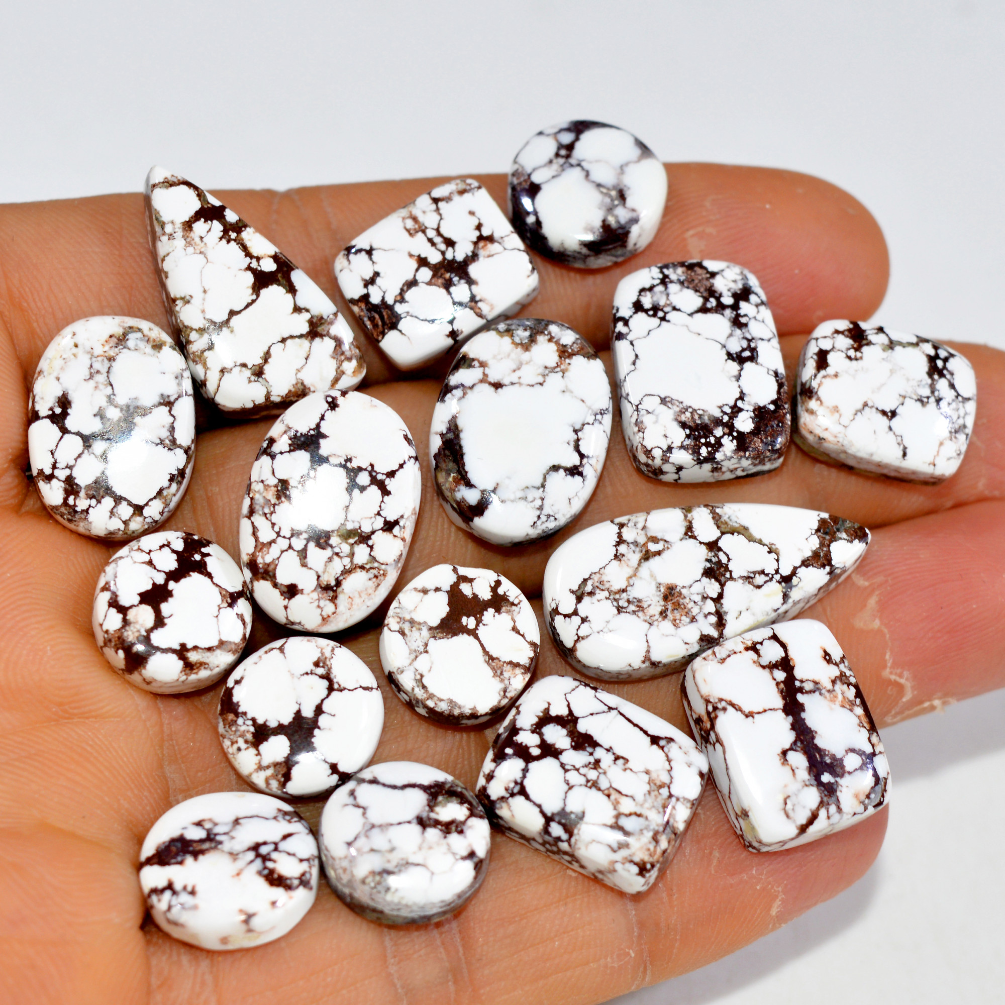 16Pcs 167Cts Natural Wild Horse Jasper Cabochon Gemstone Lot Mixed Shapes For Pendants Handmade Jewelry Supplies 25x10 10x10mm R-15359