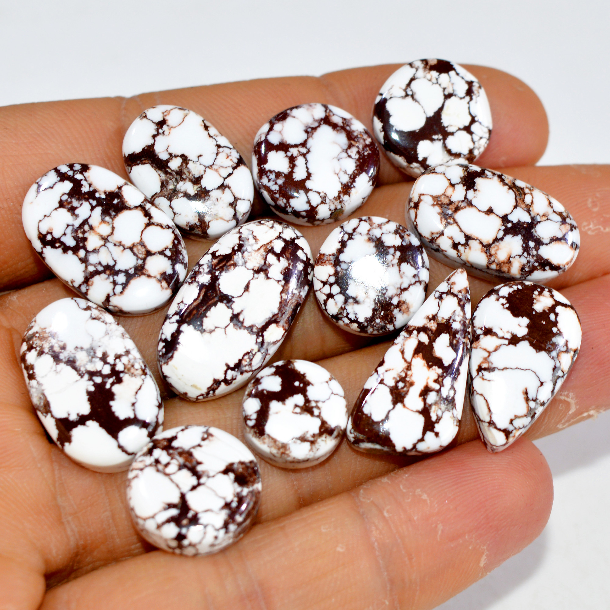 12Pcs 131Cts Natural Wild Horse Jasper Cabochon Gemstone Lot Mixed Shapes For Pendants Handmade Jewelry Supplies 20x10 10x10mm 15360