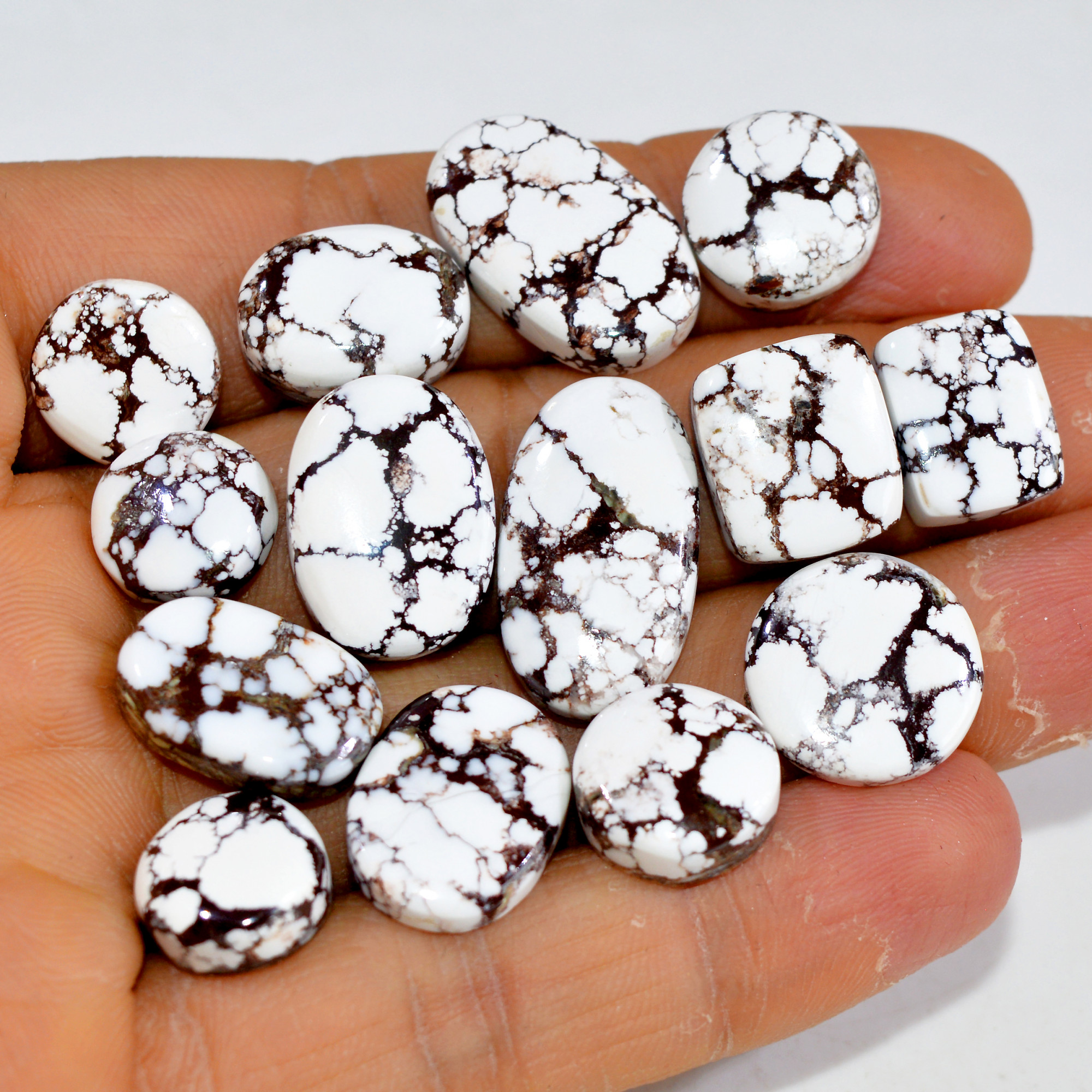 14Pcs 144Cts Natural Wild Horse Jasper Cabochon Gemstone Lot Mixed Shapes For Pendants Handmade Jewelry Supplies 20x10 10x10mm 15361