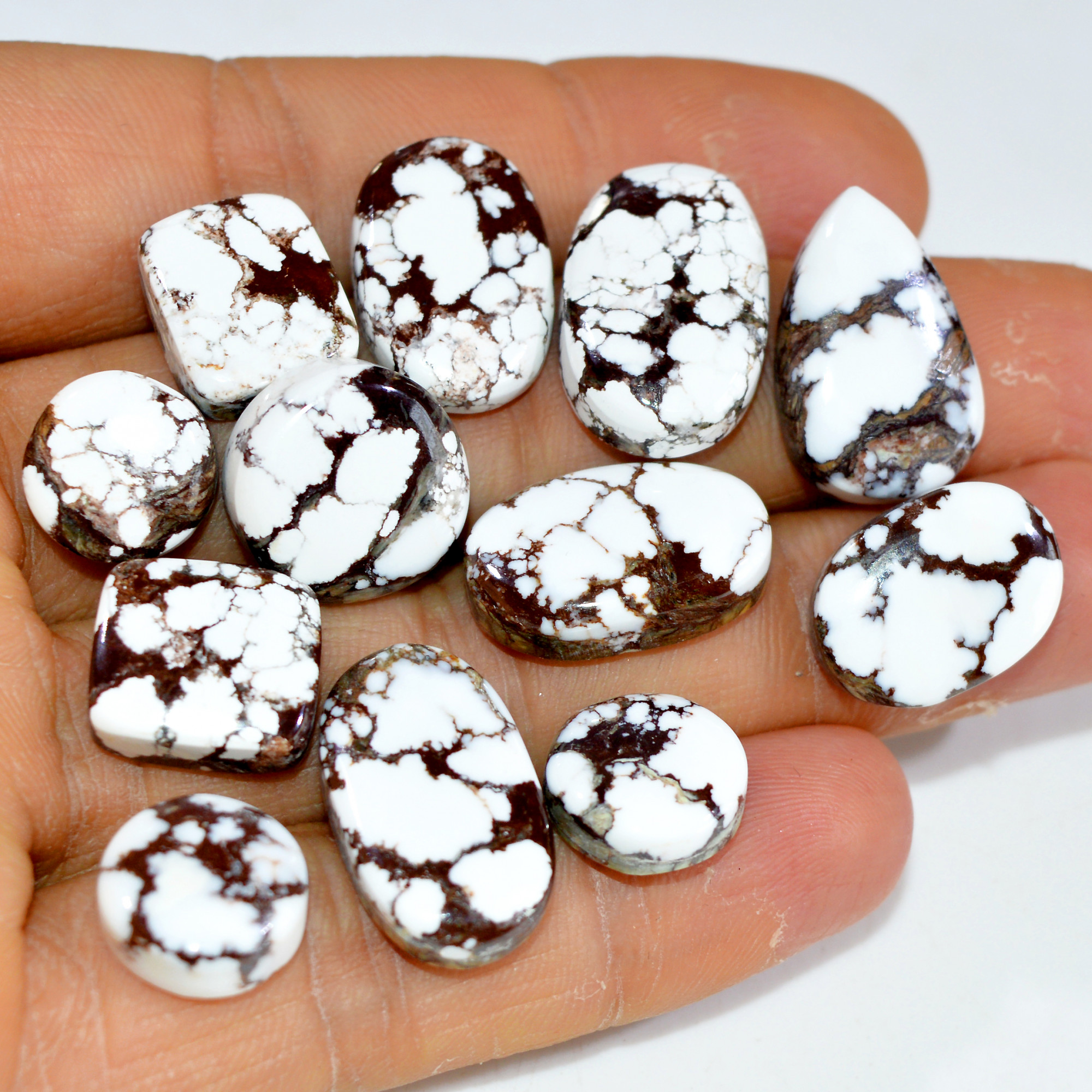 12Pcs 138Cts Natural Wild Horse Jasper Cabochon Gemstone Lot Mixed Shapes For Pendants Handmade Jewelry Supplies 20x11 10x10 mm R-15362