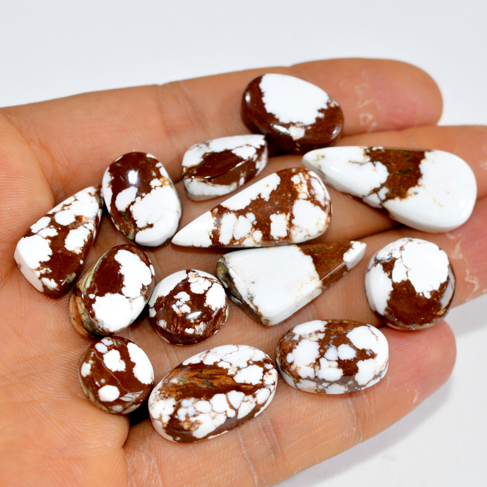 13Pcs 162Cts Natural Wild Horse Jasper Cabochon Gemstone Lot Mixed Shapes For Pendants Handmade Jewelry Supplies 30x12 10x10mm R-15364