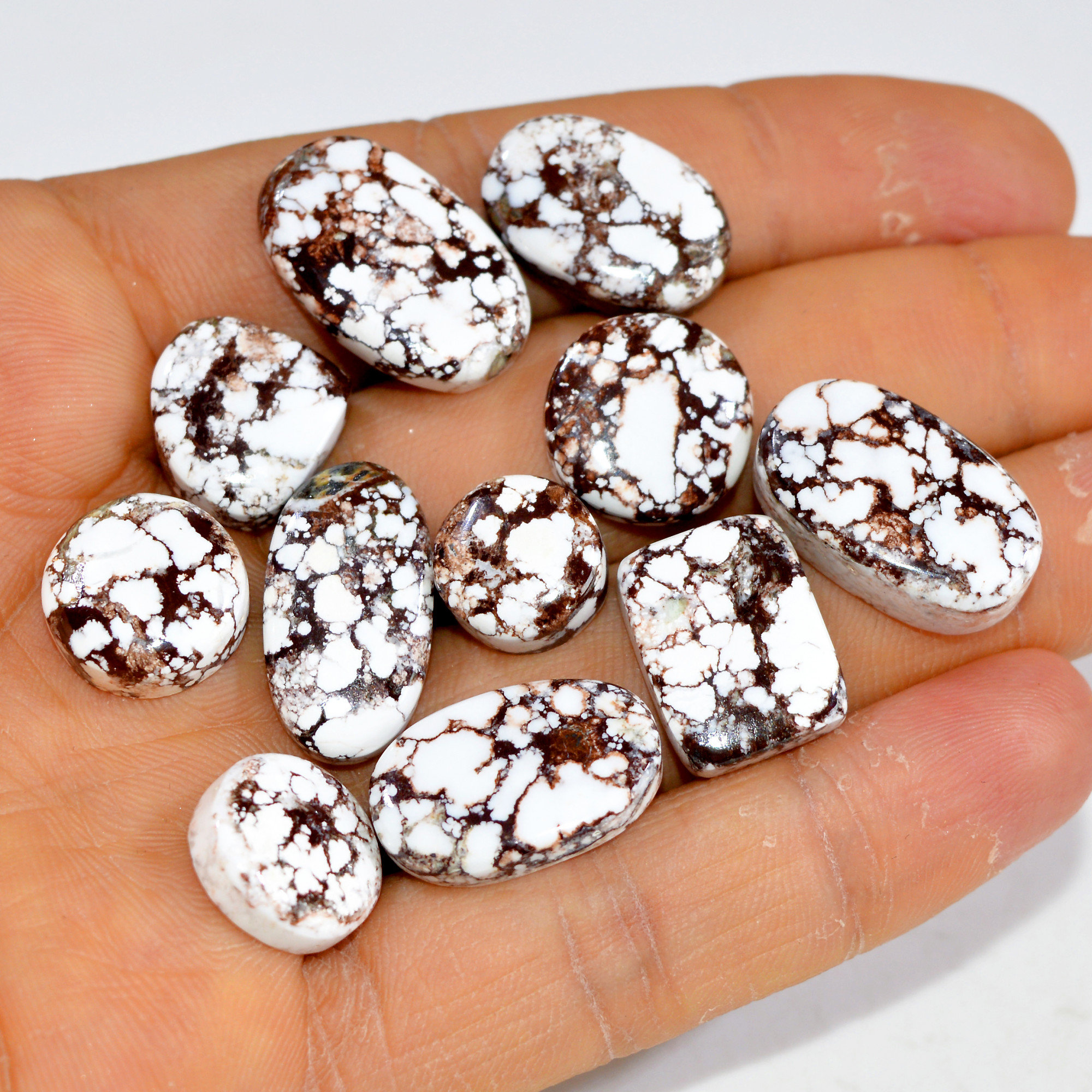 11Pcs 134Cts Natural Wild Horse Jasper Cabochon Gemstone Lot Mixed Shapes For Pendants Handmade Jewelry Supplies 20x11 11x11mm 15365