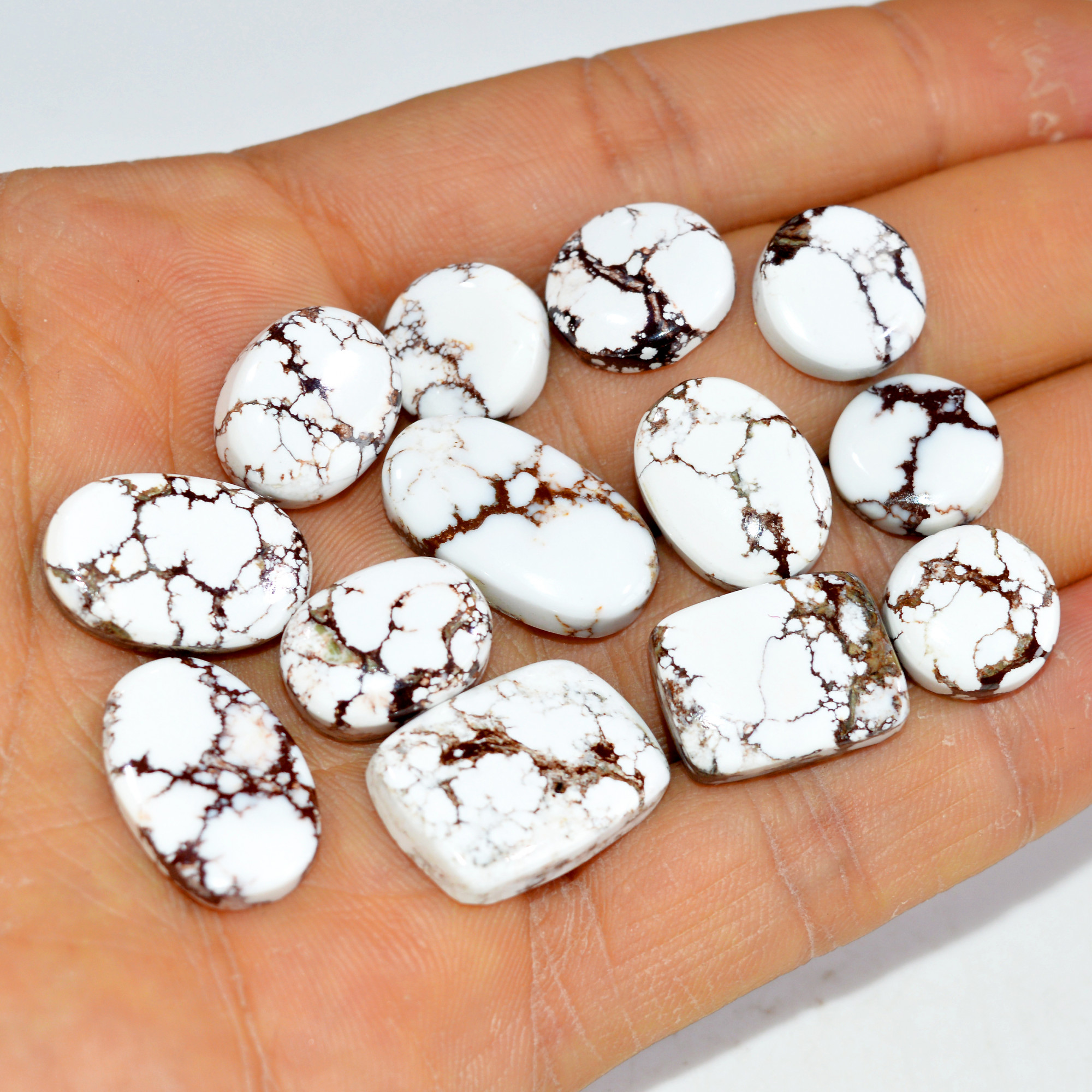 13Pcs 133Cts Natural Wild Horse Jasper Cabochon Gemstone Lot Mixed Shapes For Pendants Handmade Jewelry Supplies 20x10 10x10mm 15366