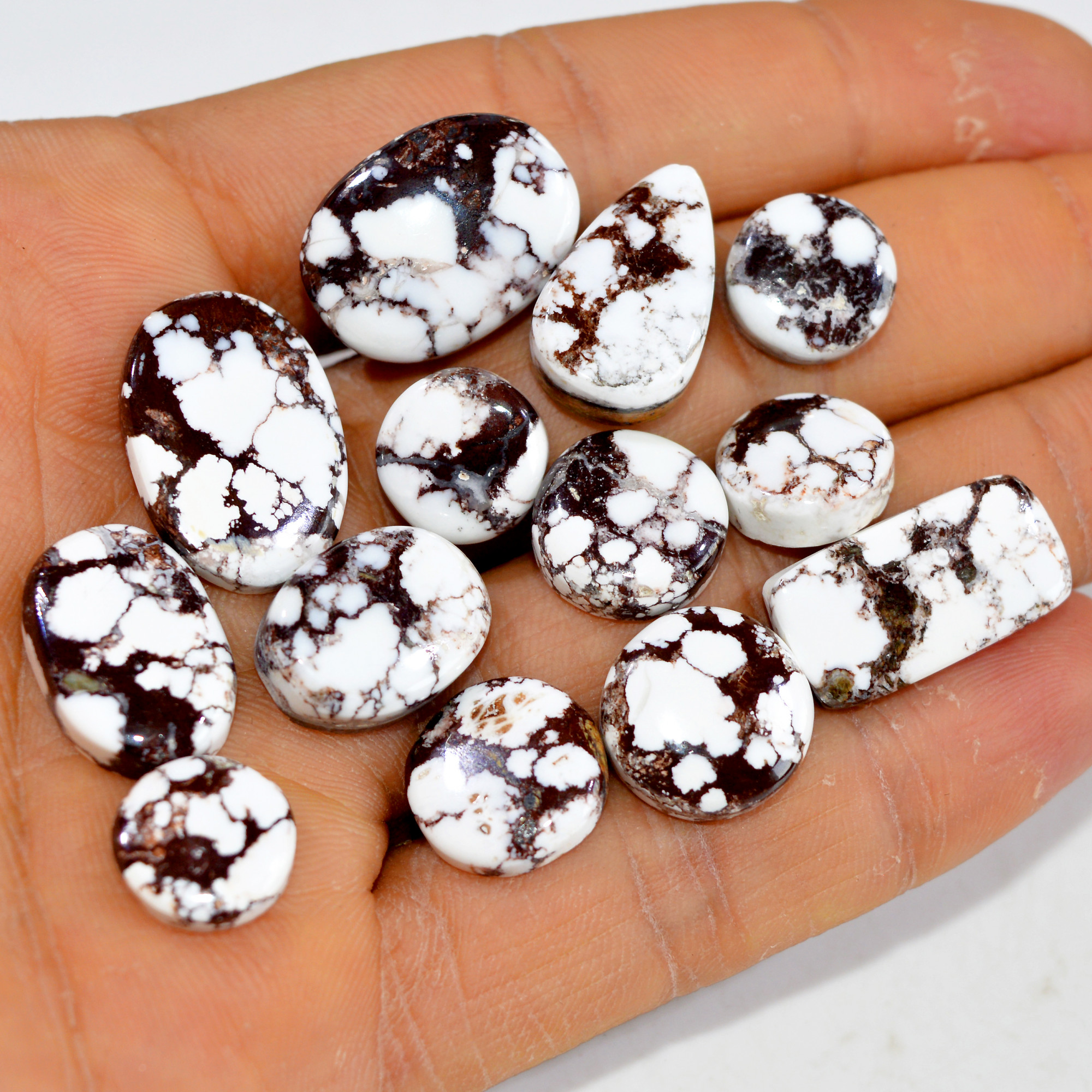 13Pcs 140Cts Natural Wild Horse Jasper Cabochon Gemstone Lot Mixed Shapes For Pendants Handmade Jewelry Supplies 20x14 10x10mm R-15367