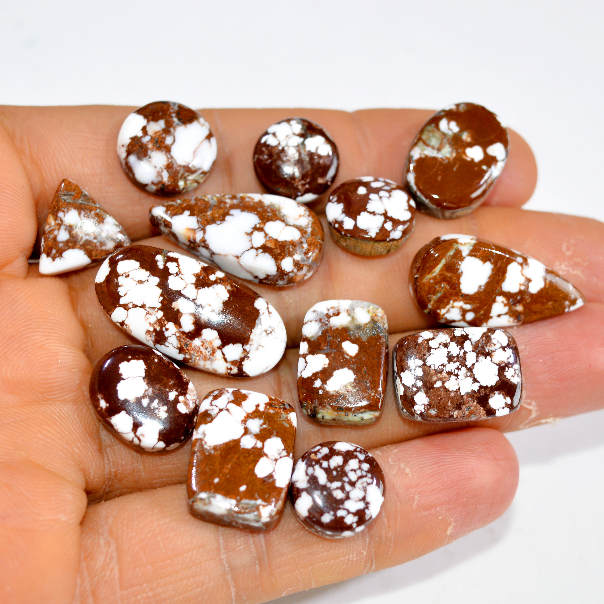 13Pcs 138Cts Natural Wild Horse Jasper Cabochon Gemstone Lot Mixed Shapes For Pendants Handmade Jewelry Supplies 25x11 10x10mm R-15368