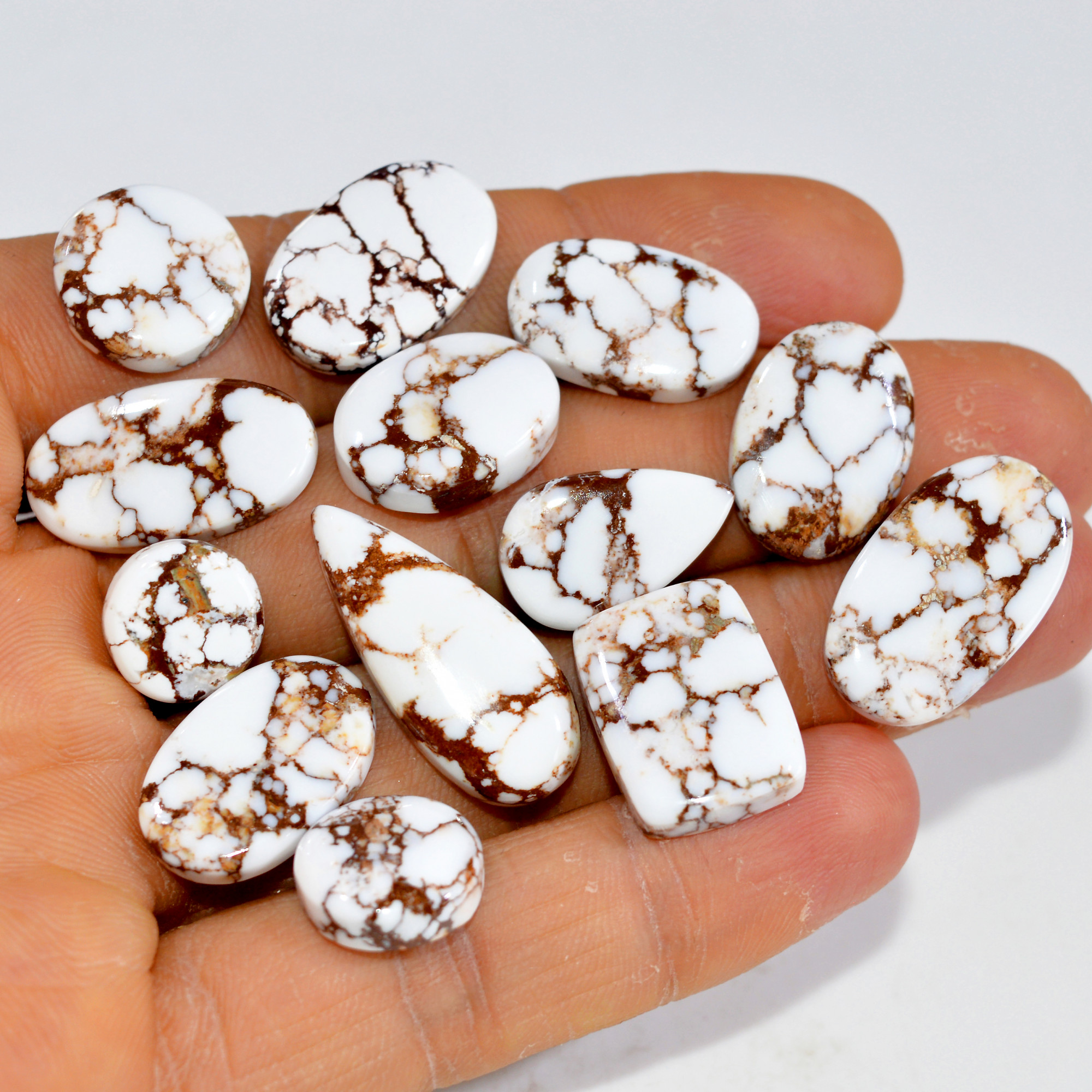 13Pcs 145Cts Natural Wild Horse Jasper Cabochon Gemstone Lot Mixed Shapes For Pendants Handmade Jewelry Supplies 25x10 10x10mm 15369