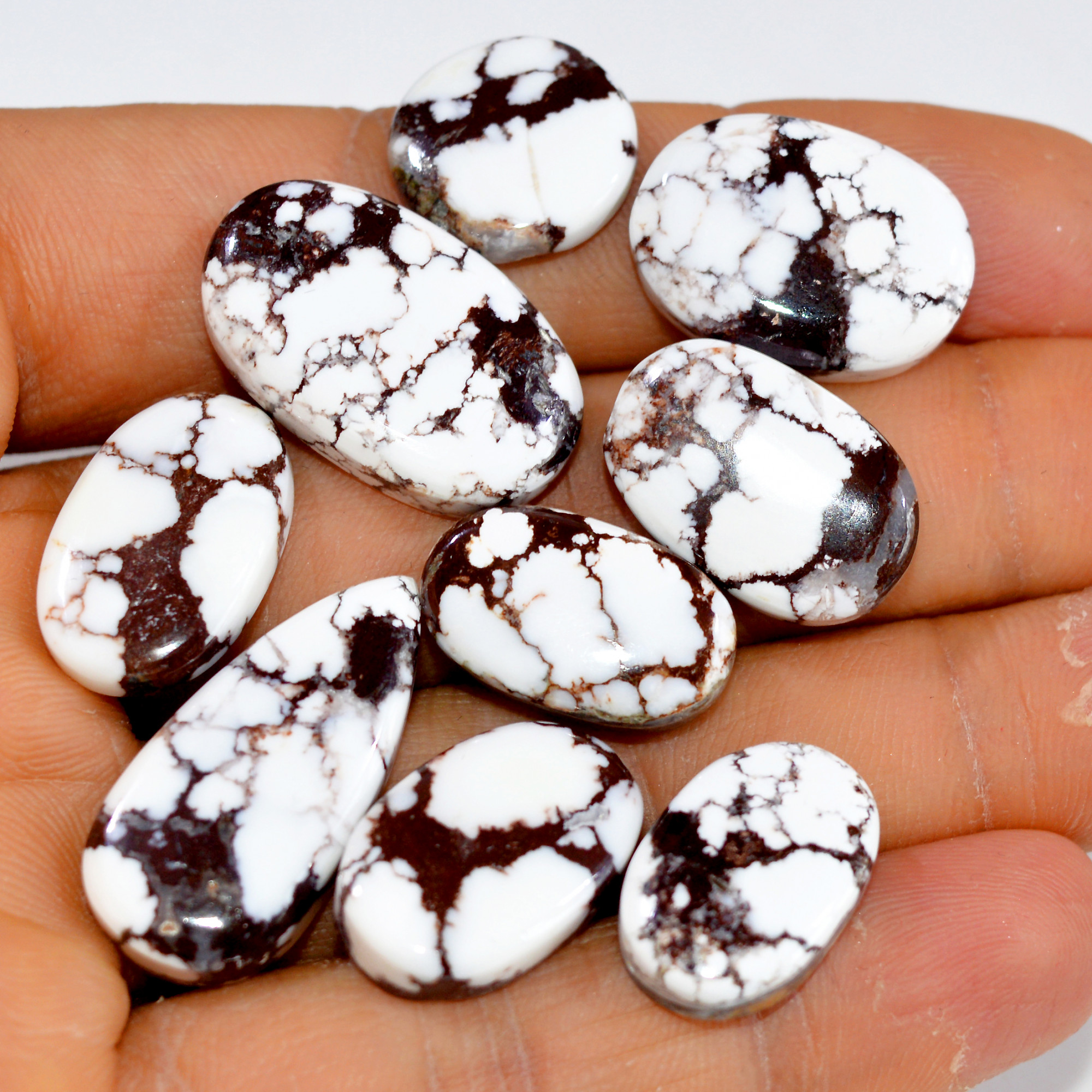 9Pcs 134Cts Natural Wild Horse Jasper Cabochon Gemstone Lot Mixed Shapes For Pendants Handmade Jewelry Supplies 24x14 14x14mm 15370