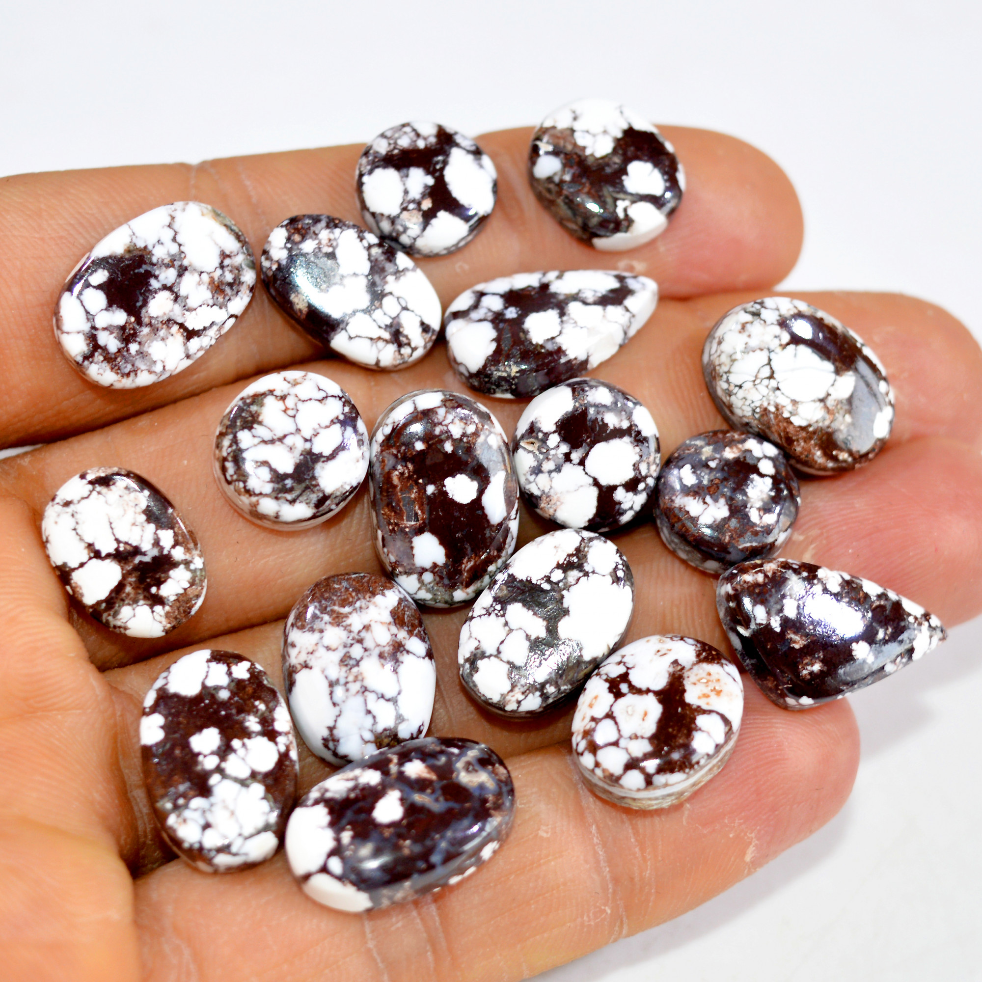 17Pcs 132Cts Natural Wild Horse Jasper Cabochon Gemstone Lot Mixed Shapes For Pendants Handmade Jewelry Supplies 15x10 9x9mm R-15373