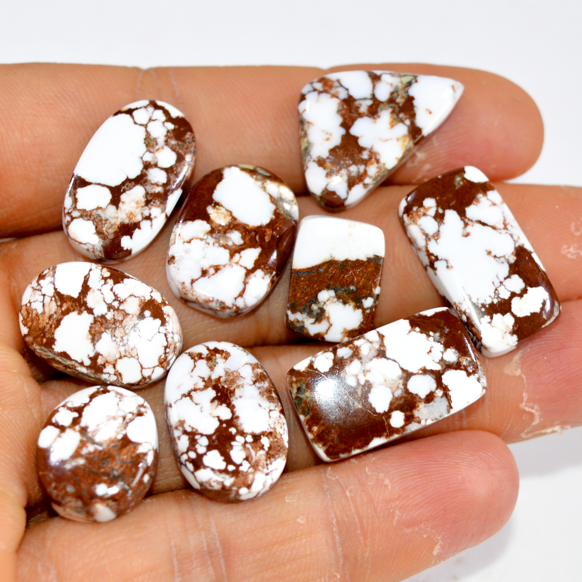 9Pcs 116Cts Natural Wild Horse Jasper Cabochon Gemstone Lot Mixed Shapes For Pendants Handmade Jewelry Supplies 21x12 12x9mm R-15375