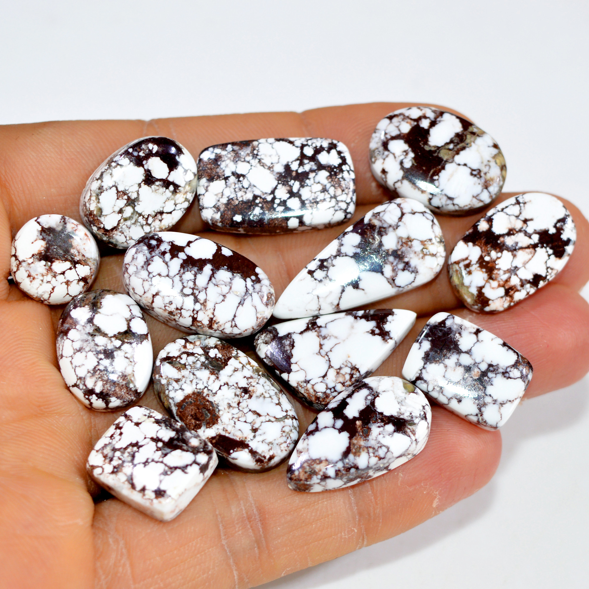 13Pcs 170Cts Natural Wild Horse Jasper Cabochon Gemstone Lot Mixed Shapes For Pendants Handmade Jewelry Supplies 25x10 10x10mm 15376