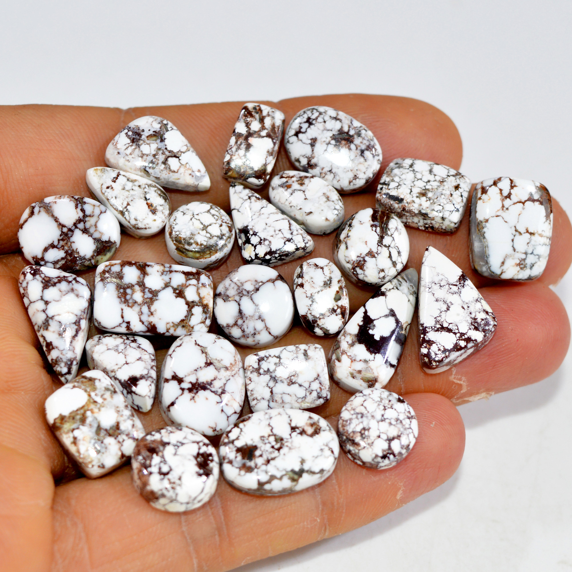 24Pcs 145Cts Natural Wild Horse Jasper Cabochon Gemstone Lot Mixed Shapes For Pendants Handmade Jewelry Supplies 20x7 7x7mm 15379