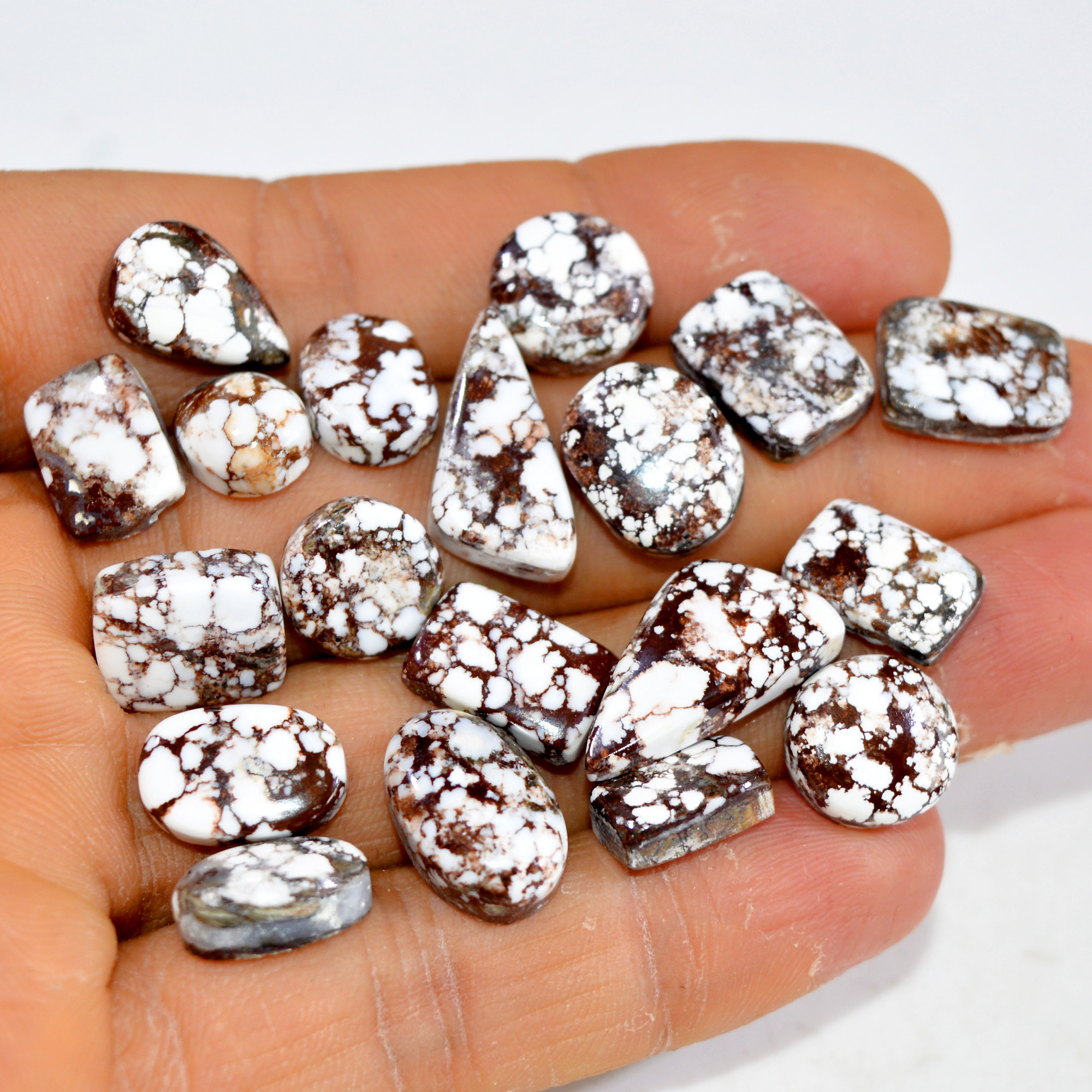 19Pcs 106Cts Natural Wild Horse Jasper Cabochon Gemstone Lot Mixed Shapes For Pendants Handmade Jewelry Supplies 20x9 9x7mm 15380