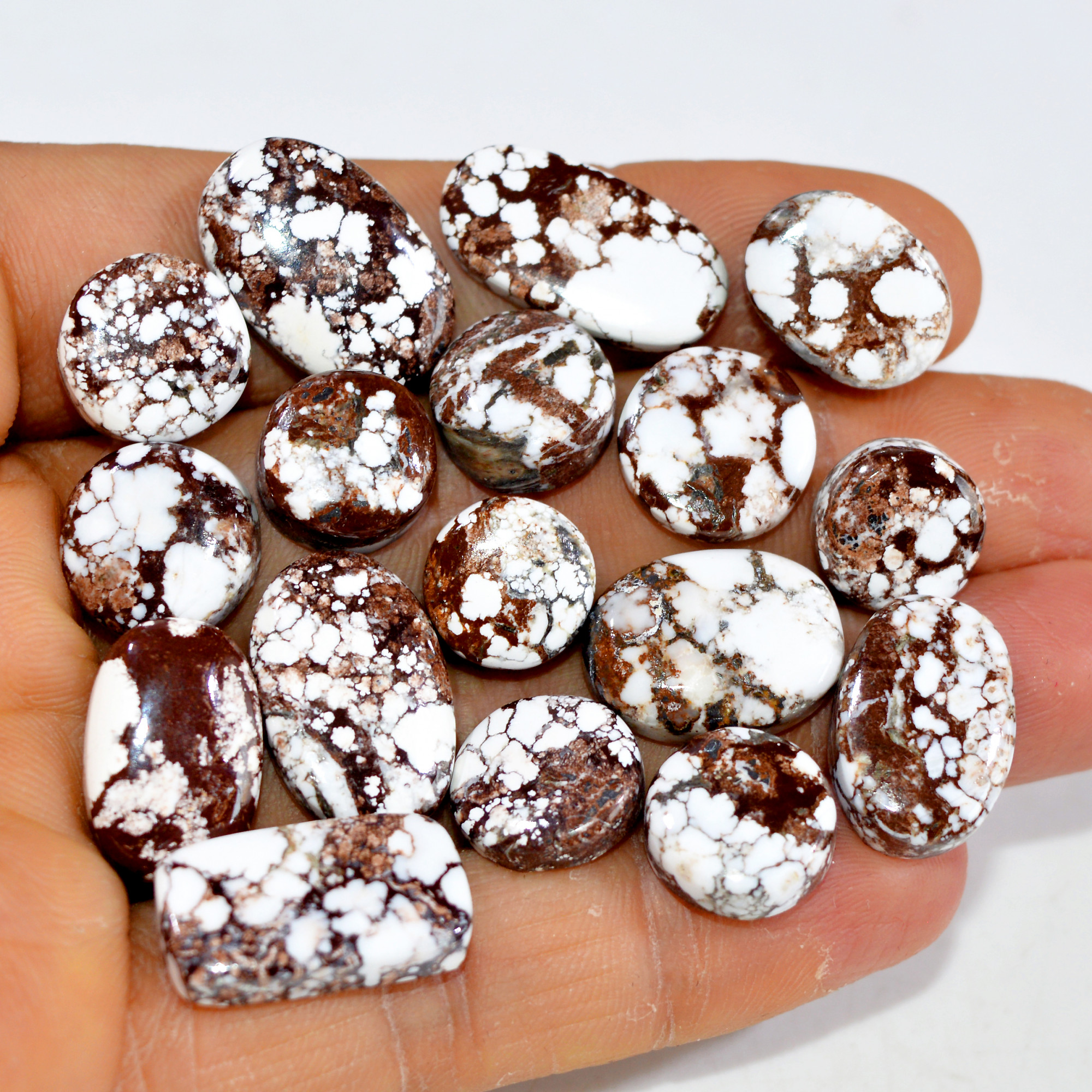 17Pcs 173Cts Natural Wild Horse Jasper Cabochon Gemstone Lot Mixed Shapes For Pendants Handmade Jewelry Supplies 20x11 10x10mm 15382