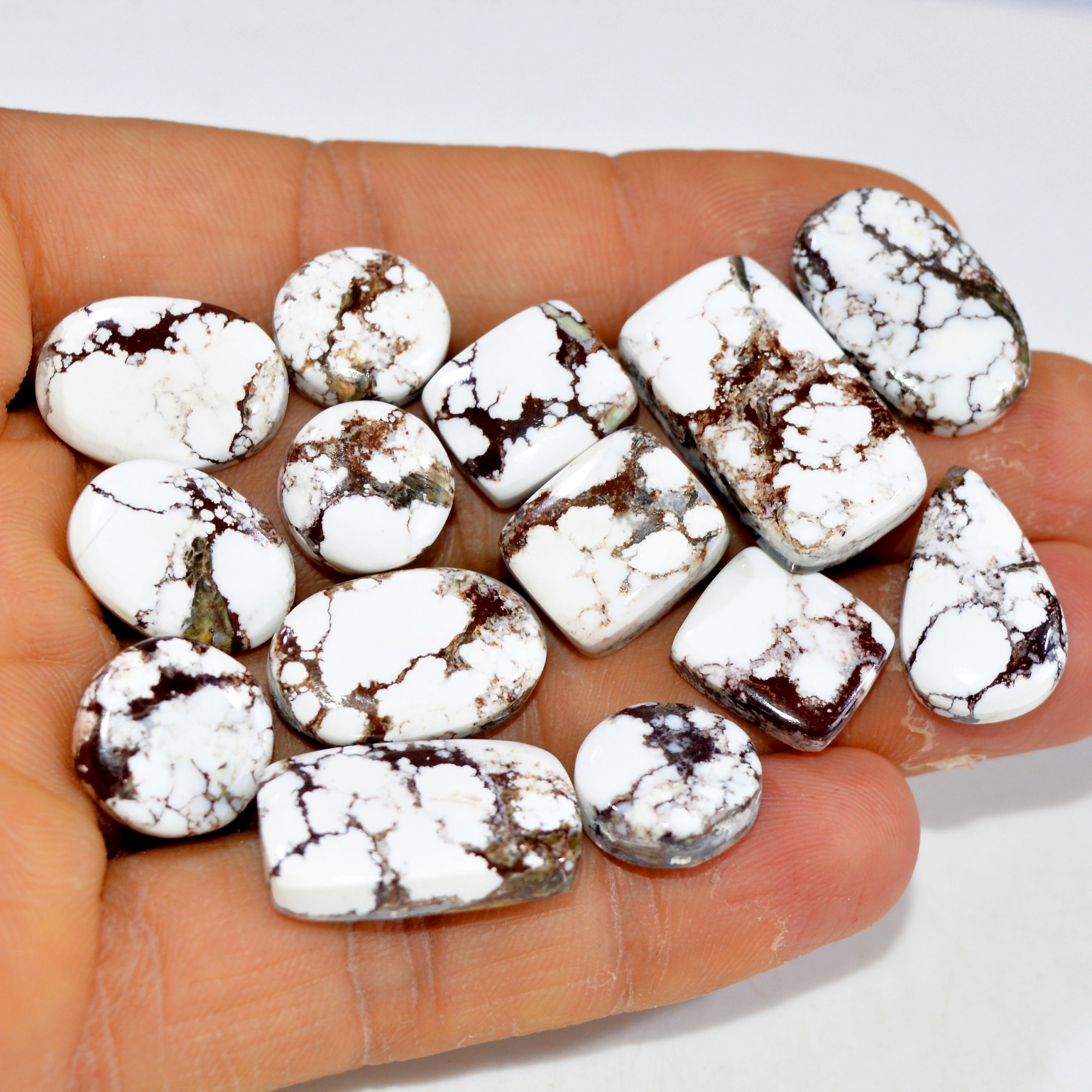 14Pcs 147Cts Natural Wild Horse Jasper Cabochon Gemstone Lot Mixed Shapes For Pendants Handmade Jewelry Supplies 22x11 10x10mm 15384