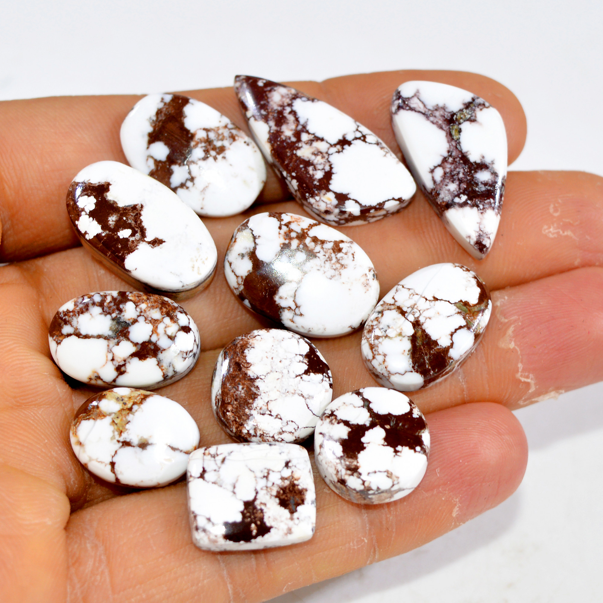 11Pcs 142Cts Natural Wild Horse Jasper Cabochon Gemstone Lot Mixed Shapes For Pendants Handmade Jewelry Supplies 27x11 11x11mm 15386