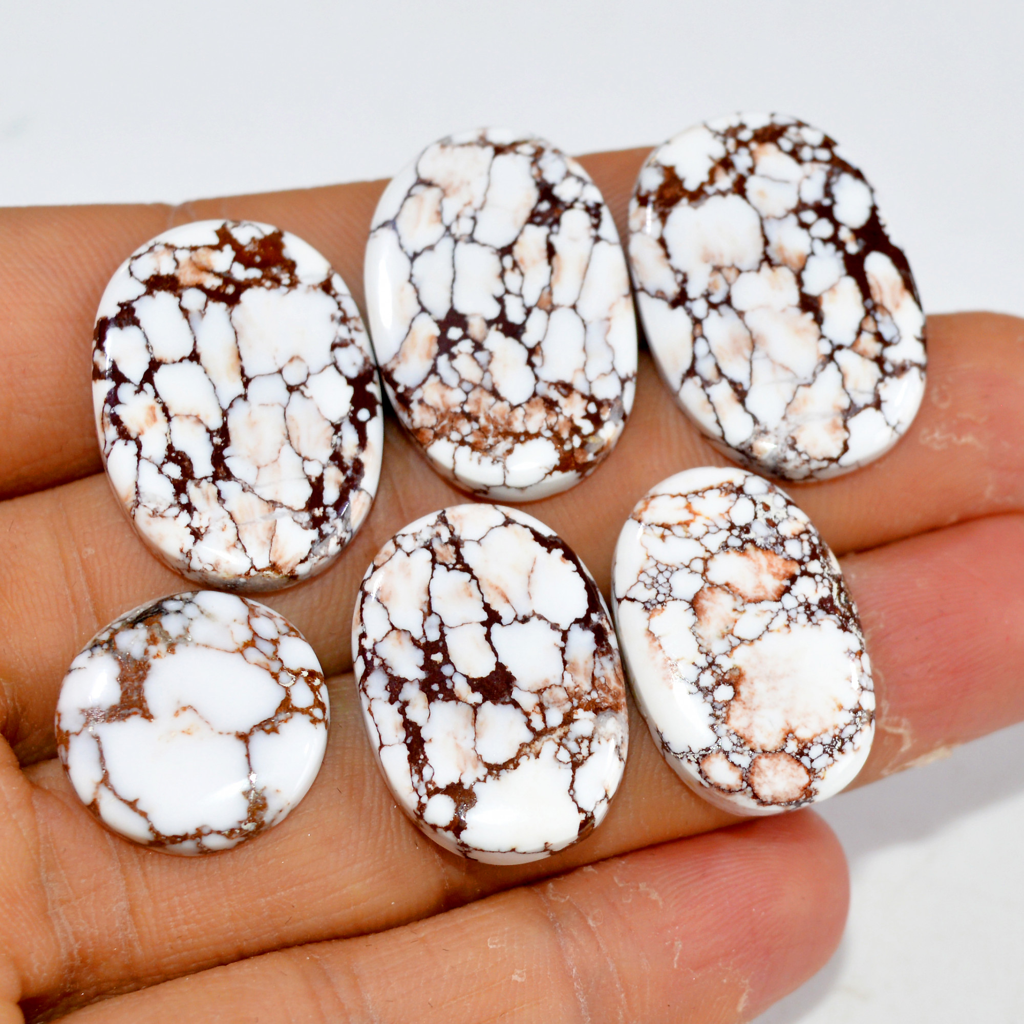 6Pcs 125Cts Natural Wild Horse Jasper Cabochon Gemstone Lot Mixed Shapes For Pendants Handmade Jewelry Supplies 25x15 15x15mm 15387
